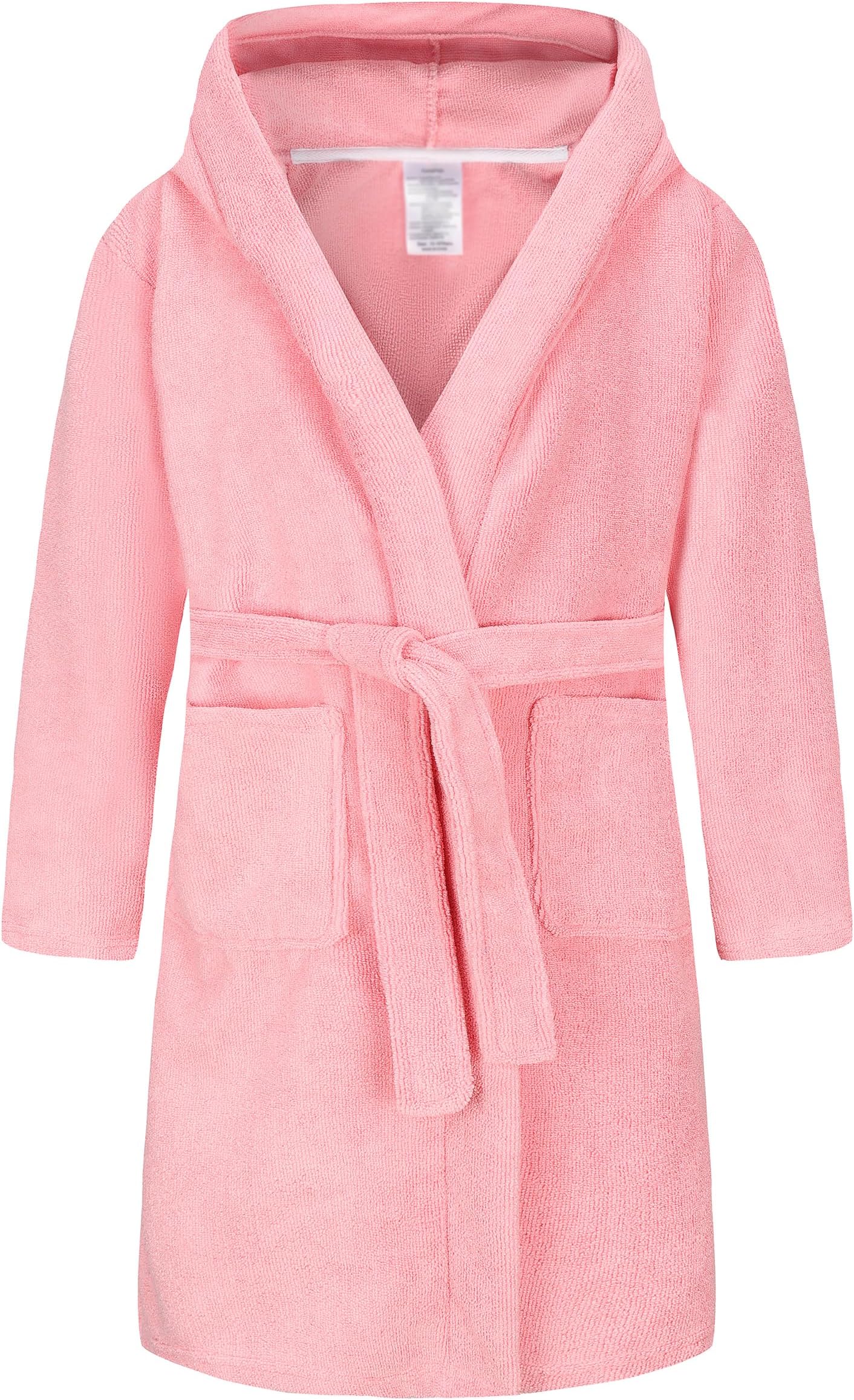 Kids Soft Towel Hooded Robe Cotton Bathrobe for Girls 5-16 Years