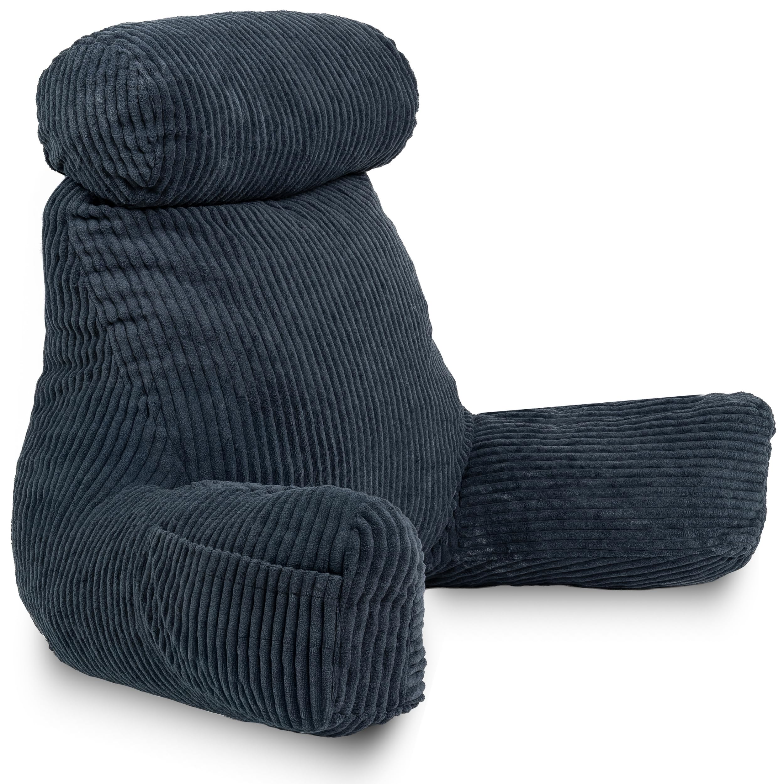 Bananair Blue - Corduroy - Removable Cover - Corduroy Reading Pillow For Bed - Removable And Washable Cover - Soft And Comfortable - Backrest With Armrests And Ergonomic Seat (Blue)