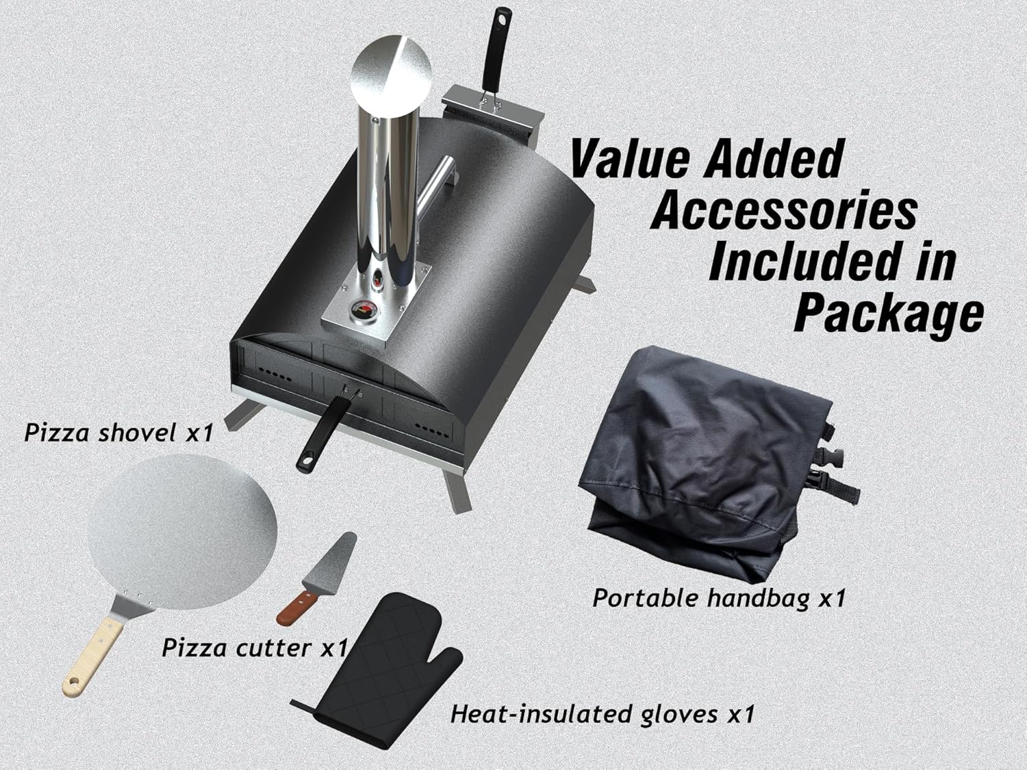 Outdoor Pizza Oven, Portable Stainless Steel Pizza Maker - 12 Inch Wood Pellet Oven with Pizza Stone for Backyard Party, Outdoor Picnic - 2026 Upgraded