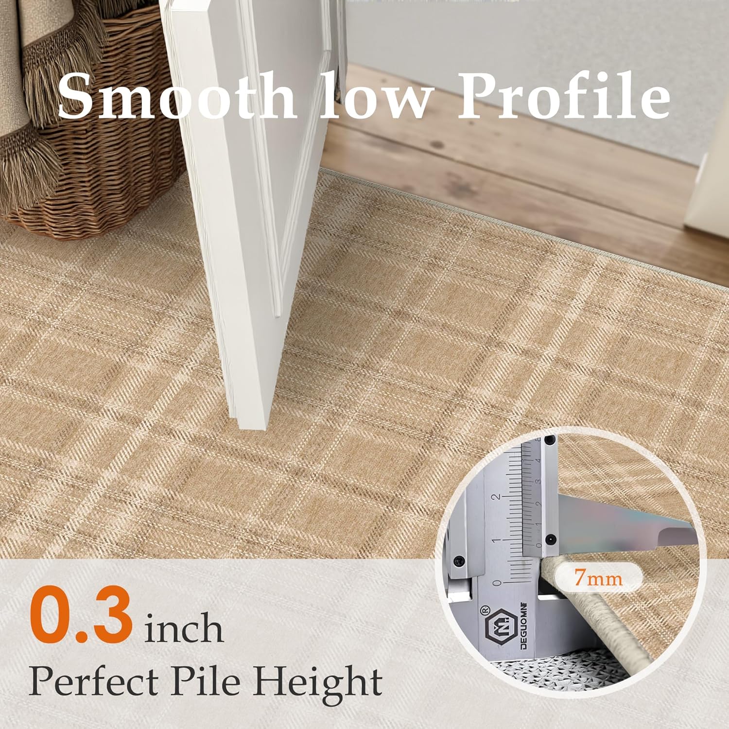 2x6 Brown Runner Rug for Kitchen Machine Washable Low Pile Checkered Carpet Modern Accent Soft Non Slip Rug for Bathroom Bedroom Nursery Indoor