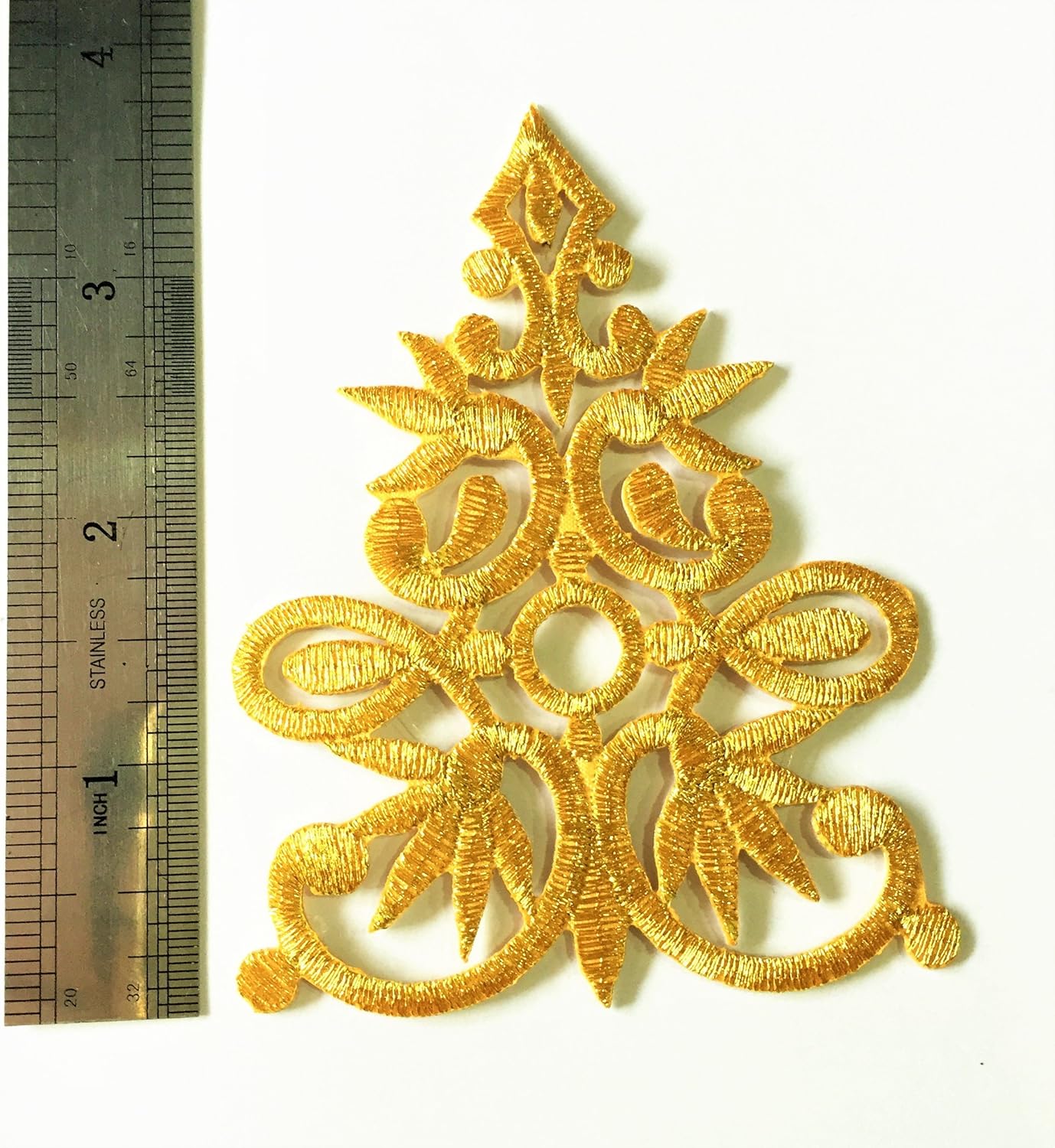 Gold Irish Celtic Knot Patch 3x4 Inch, St Patricks Day Iron On Applique for Hats, Gold Embroidery DIY Fashion Decor