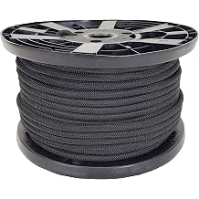 3/8" Black Shock Cord, Marine Grade Polyester Bungee Cord, 250 ft Spool, UV Resistant Elastic Rope