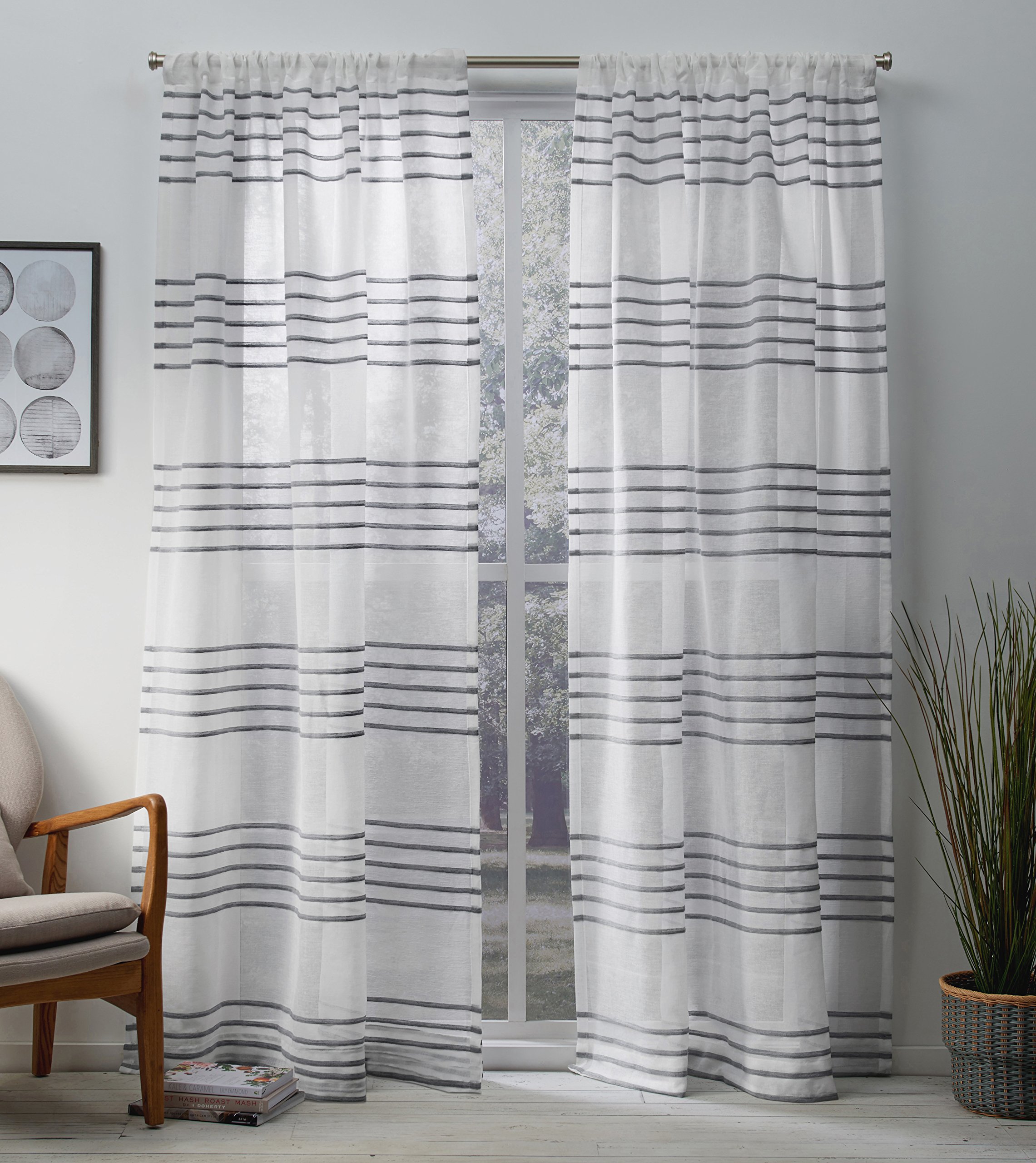 Gray Horizontal Stripe Curtains Curtains & Drapes 2023