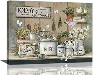 Rustic Kitchen Wall Art Farmhouse Kitchen Pictures Wall Decor Country Kitchen Painting Prints Farm Positive Quotes Framed Artwork Ready to Hang 12"x16"