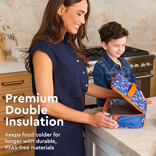 Vista 110 de Bentgo Deluxe - Bolsa de almuerzo aislada, doblemente aislada, duradera y resistente al agua, con bolsillos interiores y exteriores con cremallera