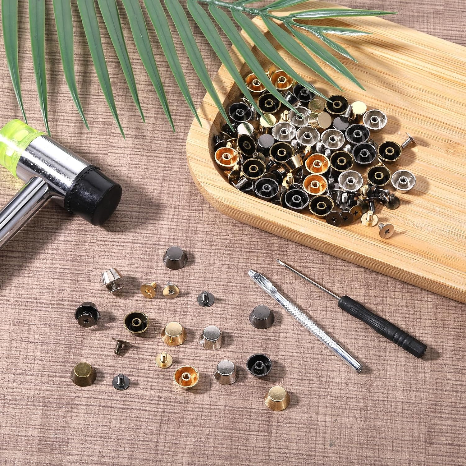 50PCS Purse Feet for Handbags, Screw-Back Metal Studs Rivet, Alloy Flat Head Nailhead Purse Hardware for Bag Making Leather Craft DIY Bag Protection Accessories