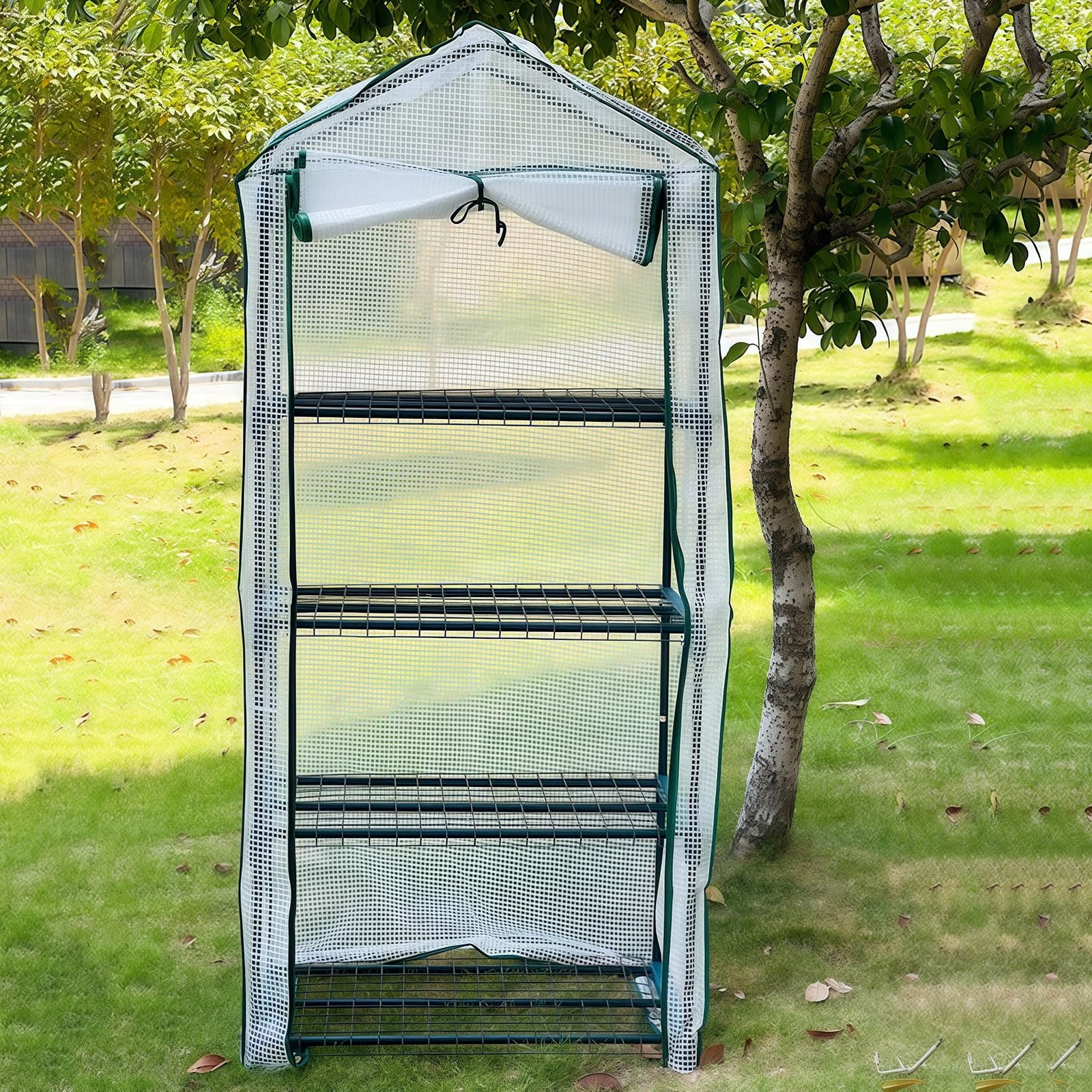 Mini-Serre à 4 étages, Support à Fleurs Portable d'extérieur, serres d'intérieur et Structures en Acier, 70 x 50 x 160 cm