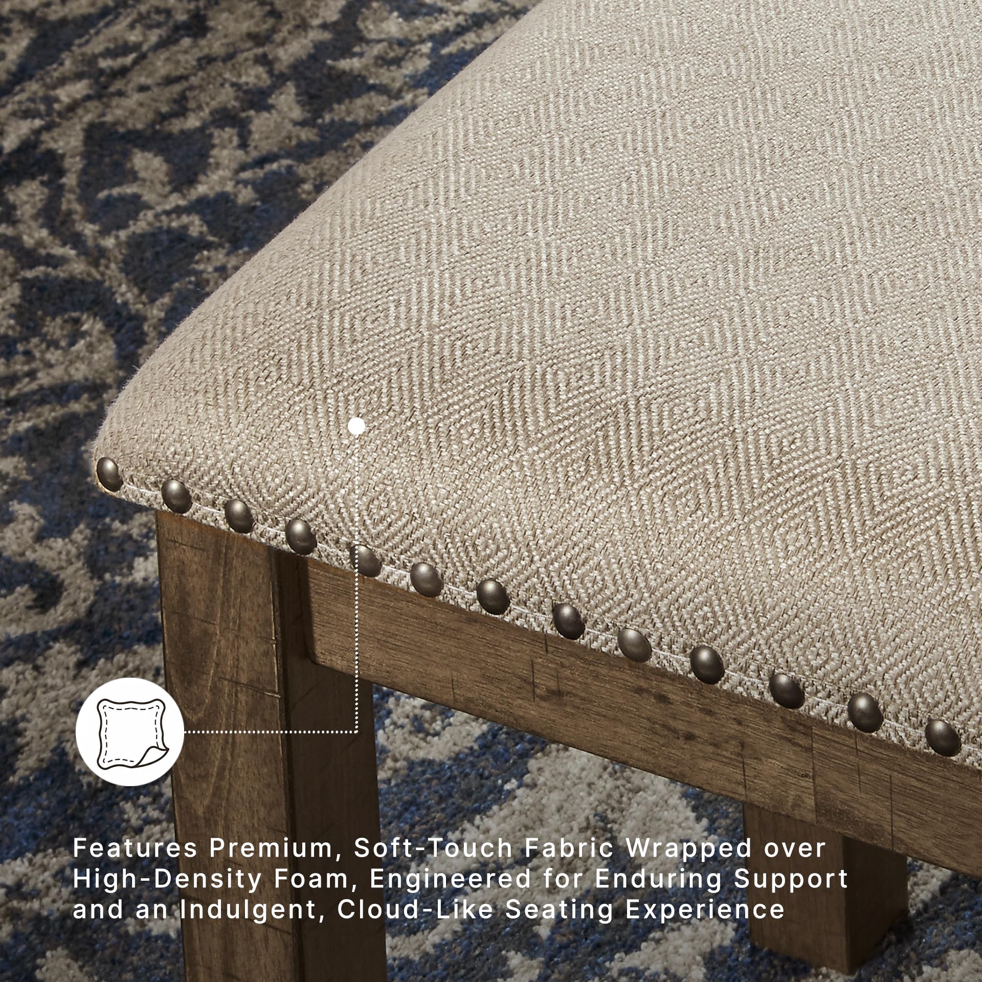 Signature Design by Ashley Moriville Wood Upholstered Dining Bench, Beige