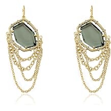Sliced Glass 14k Gold-Plated Black Sliced Glass & Chains Dangle Earring