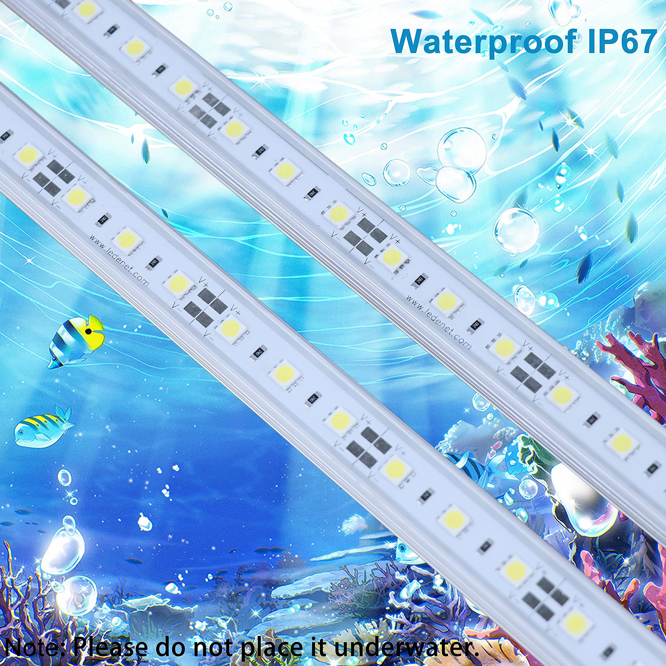 Barra de luces LED rígidas para barco, blanco frío de 12 V CC, súper brillante, 30 LED, impermeables, de aluminio marino, 2 luces interiores de cortesía de 20 pulgadas 7