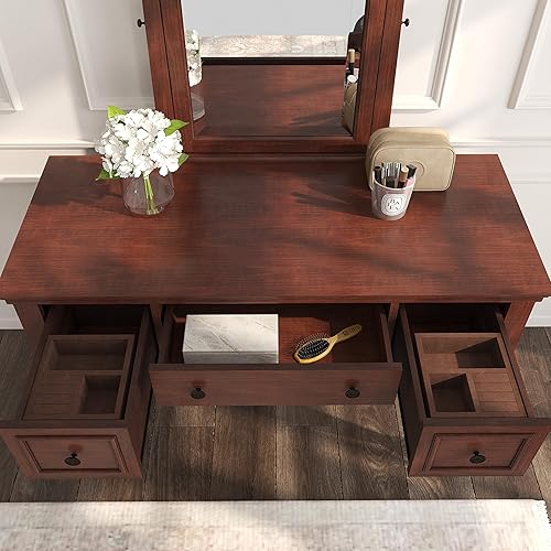 Miniatura 3 de Home Styles - Mesa y banco de tocador de cerezo de Lafayette