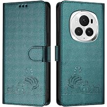 Leather Case for Honor Magic 6 Pro 5G Case with Cute Cat Card Slots Holder Kickstand Lanyard Magnetic Flip Shockproof Protective Shell Compatible with Honor Magic 6 Pro 5G Cover 4