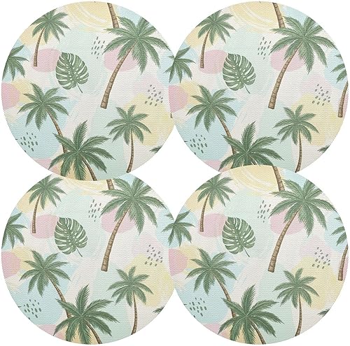 Miniatura 2 de Painted Palm Trees Tropical Leaves Placemat, Non Slip Heat Resistant Dinner Mat for Kitchen one sizex1