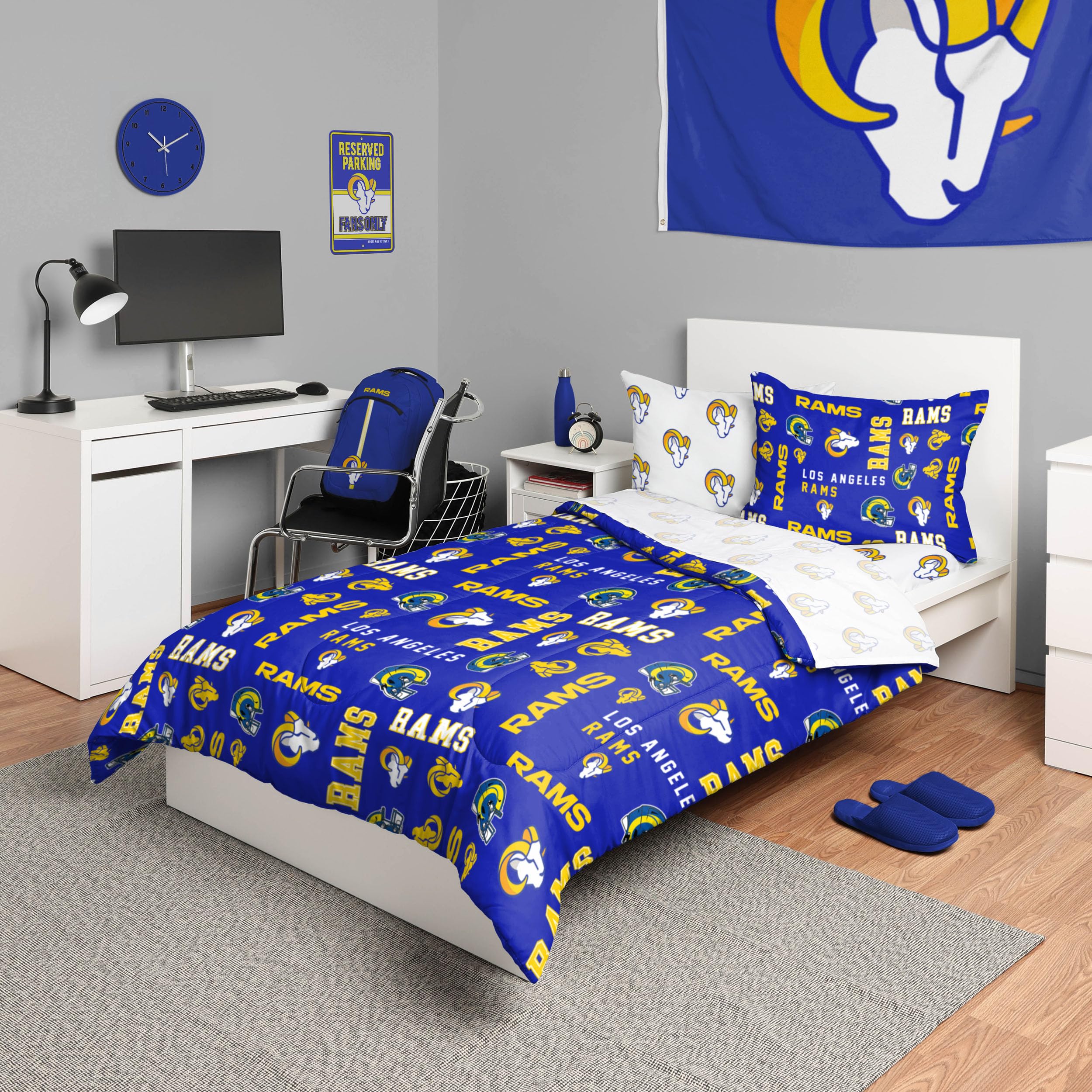 Parure de lit Los Angeles Rams 5 pièces FOCO le cadeau parfait pour fan de football américain