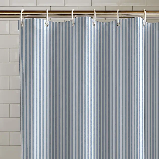 Blue Timeless Stripe Shower Curtain 180x180 cm - Catherine Lansfield