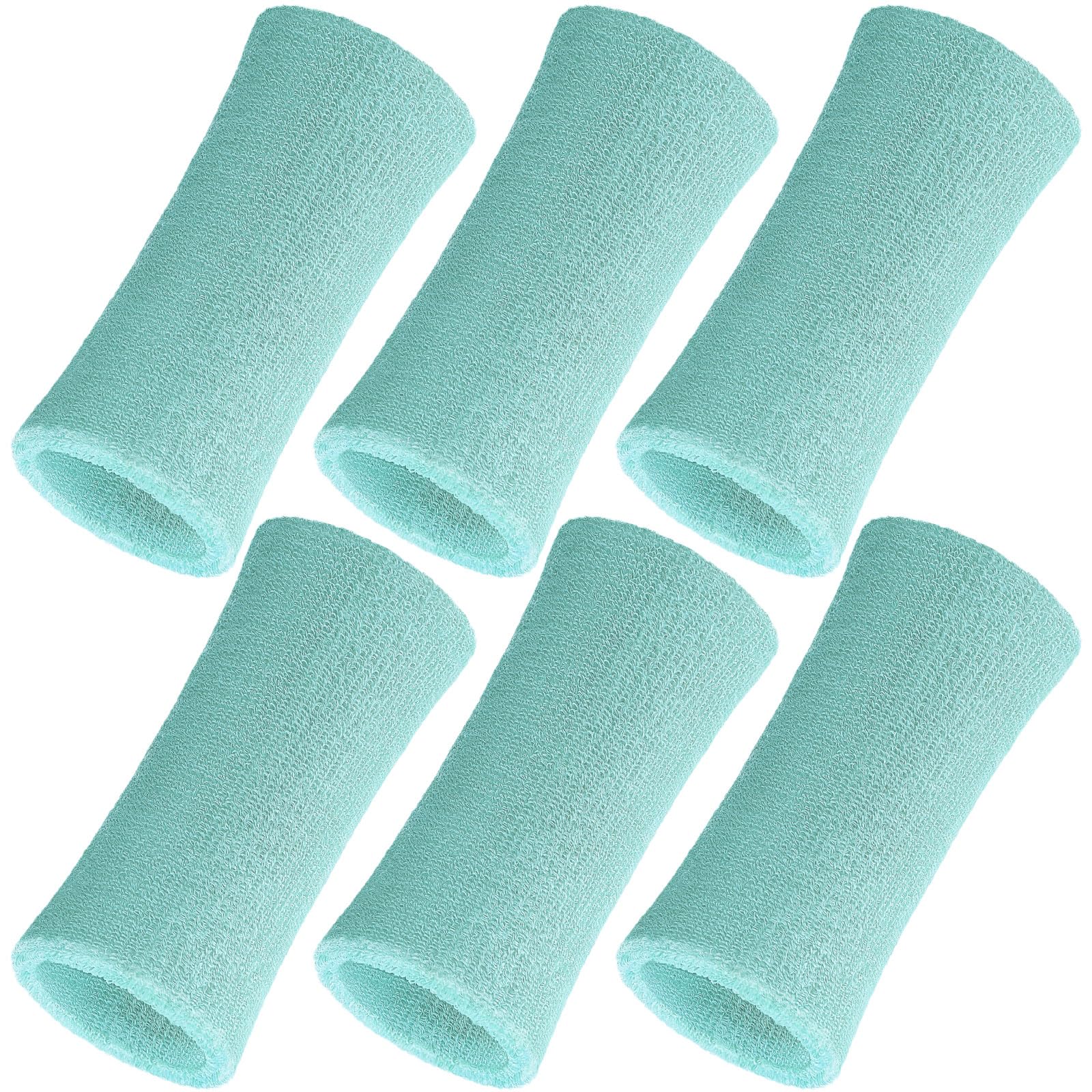 WILLBOND 6 Inch Wrist Sweat Bands for Men Women Tennis Elastic Athletic Long Sweatband Wrist Absorbent for Basketball Tennis Running Outdoor Activity(Cyan Blue)