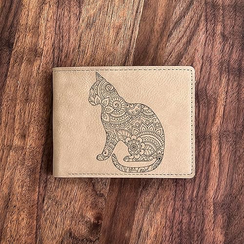 Miniatura 3 de Cat Mandala Leather Wallet Unique Design, Perfect Gift for Cat Lovers - Ideal for Mom, Sister, Friend on Christmas, Birthday