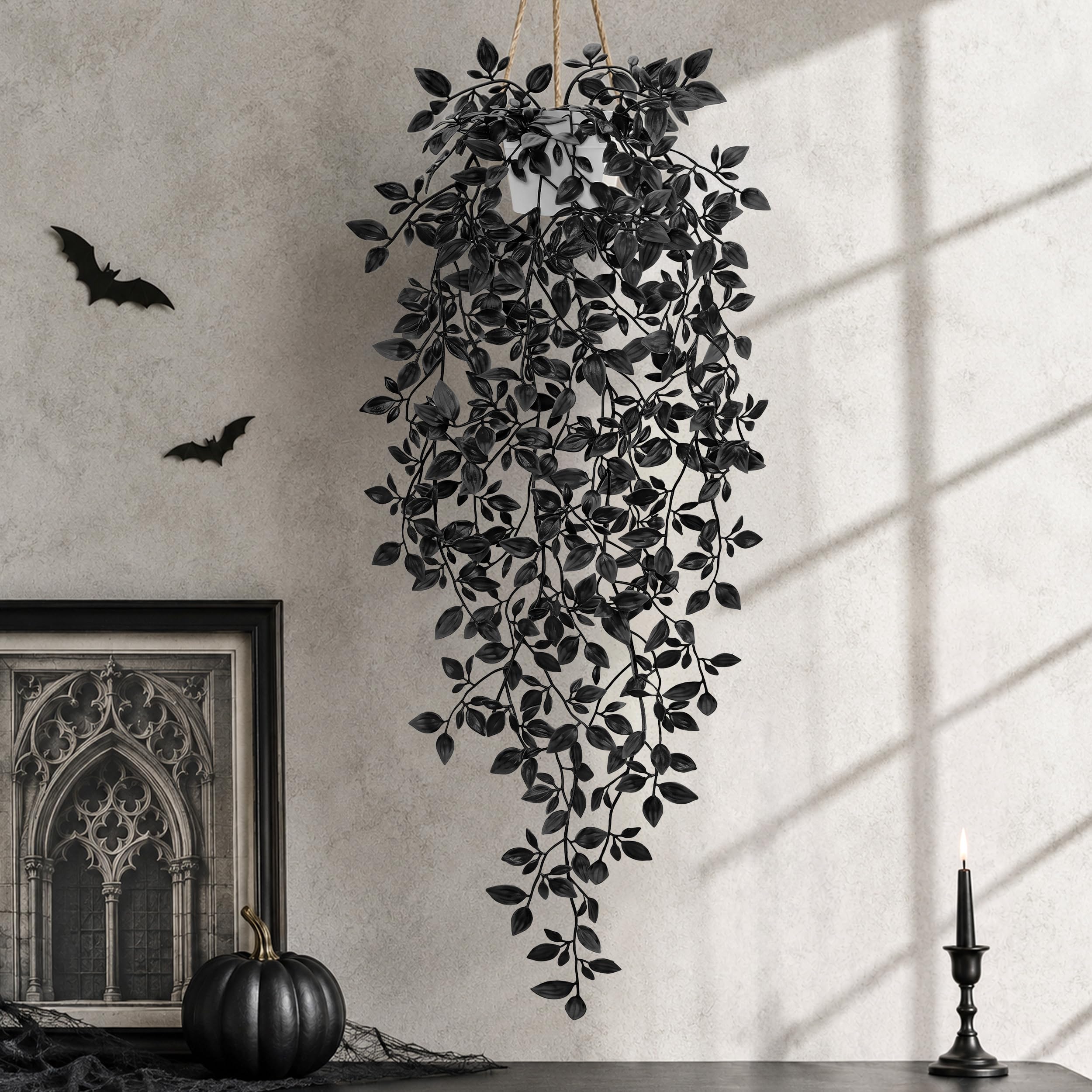 Der Rose Fake Hanging Plant for Halloween Bathroom Decor, Bookshelf Accent