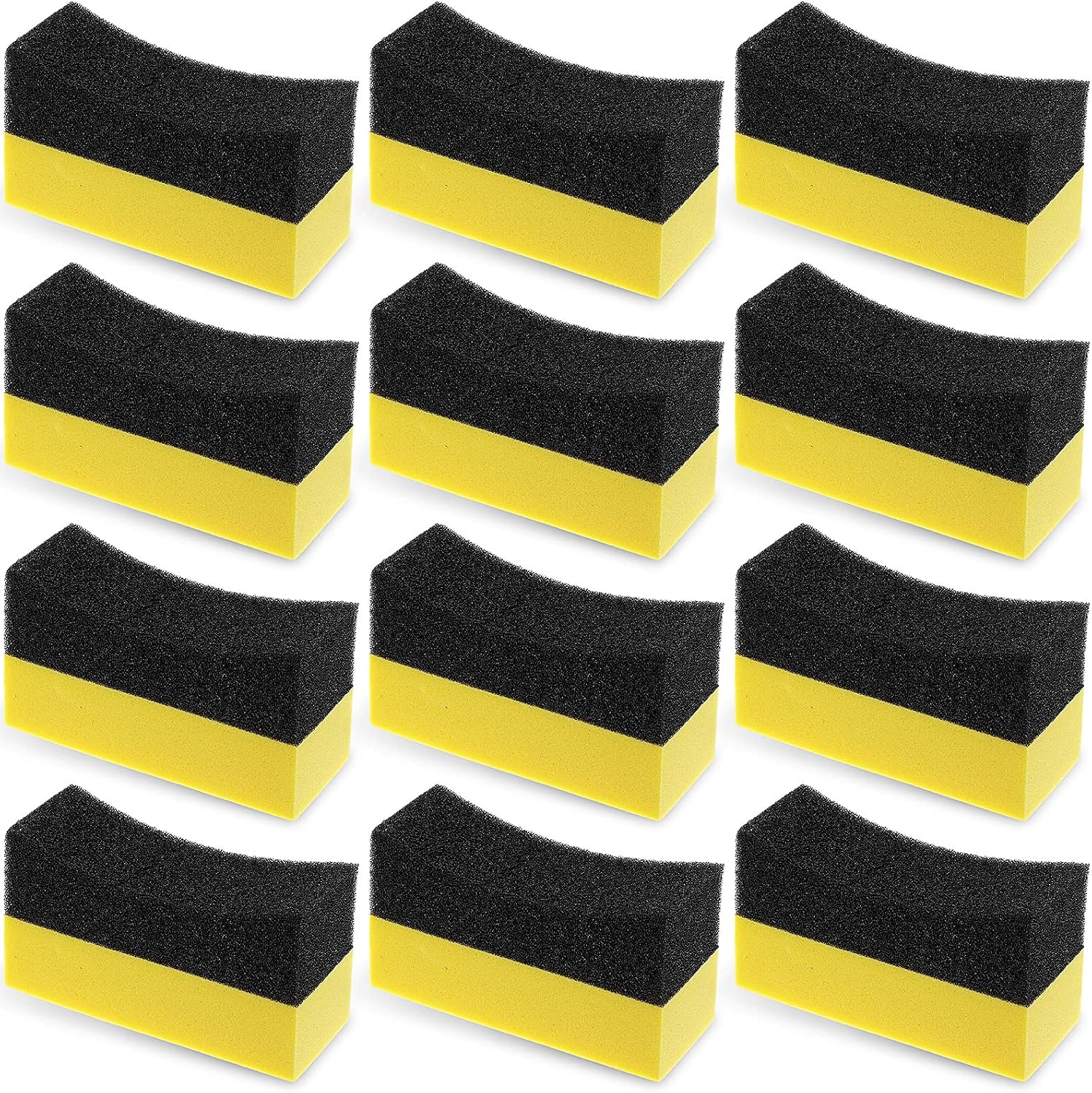 Frienda 12 Pieces Tire Contour Dressing Applicator Pads Color Polishing Sponge Wax Buffing Pads Tire Shine Applicator Pads Cleaning Sponges for Car Glass, Painted Steel, Porcelain and More (Yellow)