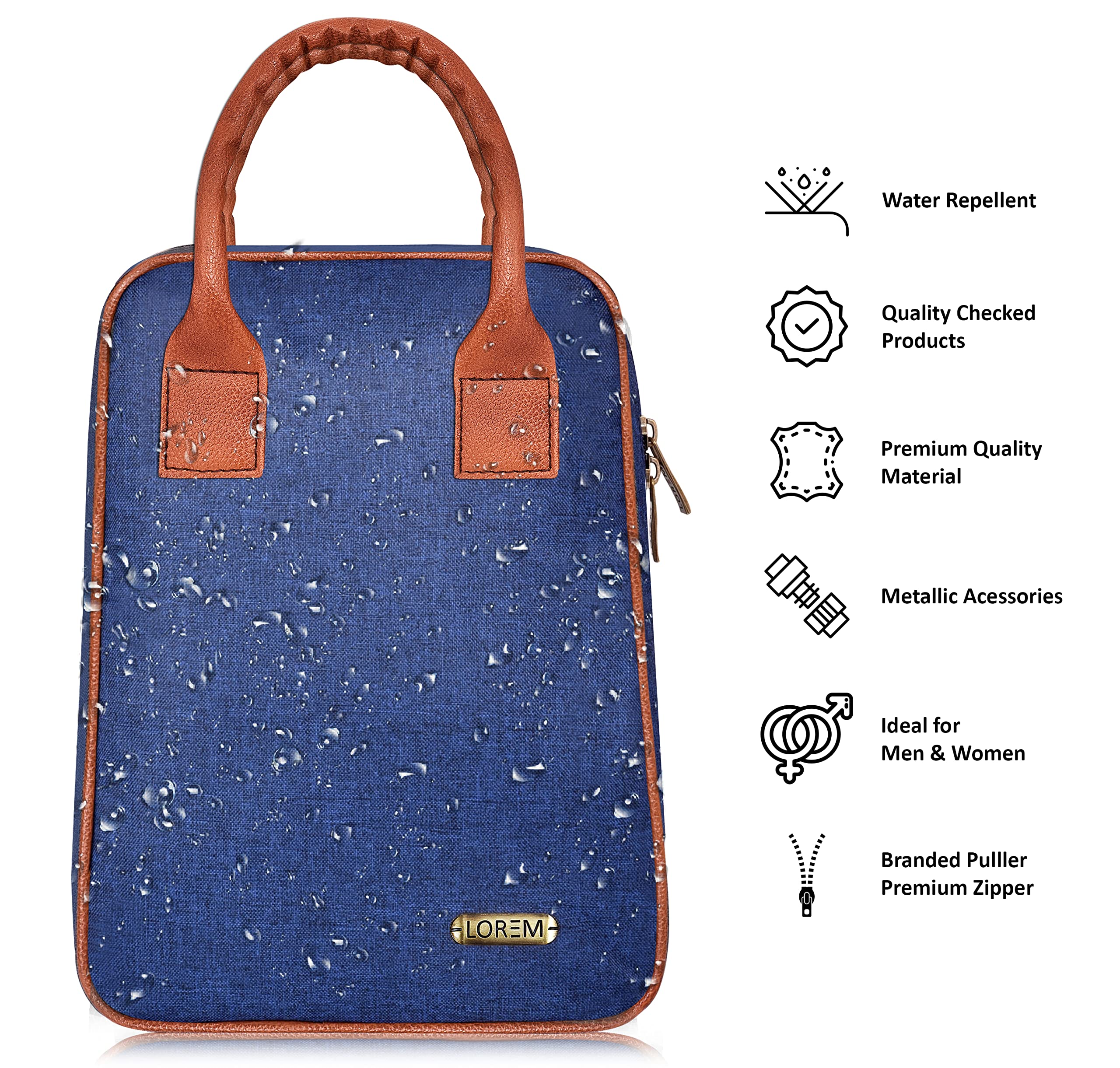 LOREM Insulated Lunch Bag for Office Men, Women and Kids, Canvas Tiffin Bags for School, Picnic, Work 3