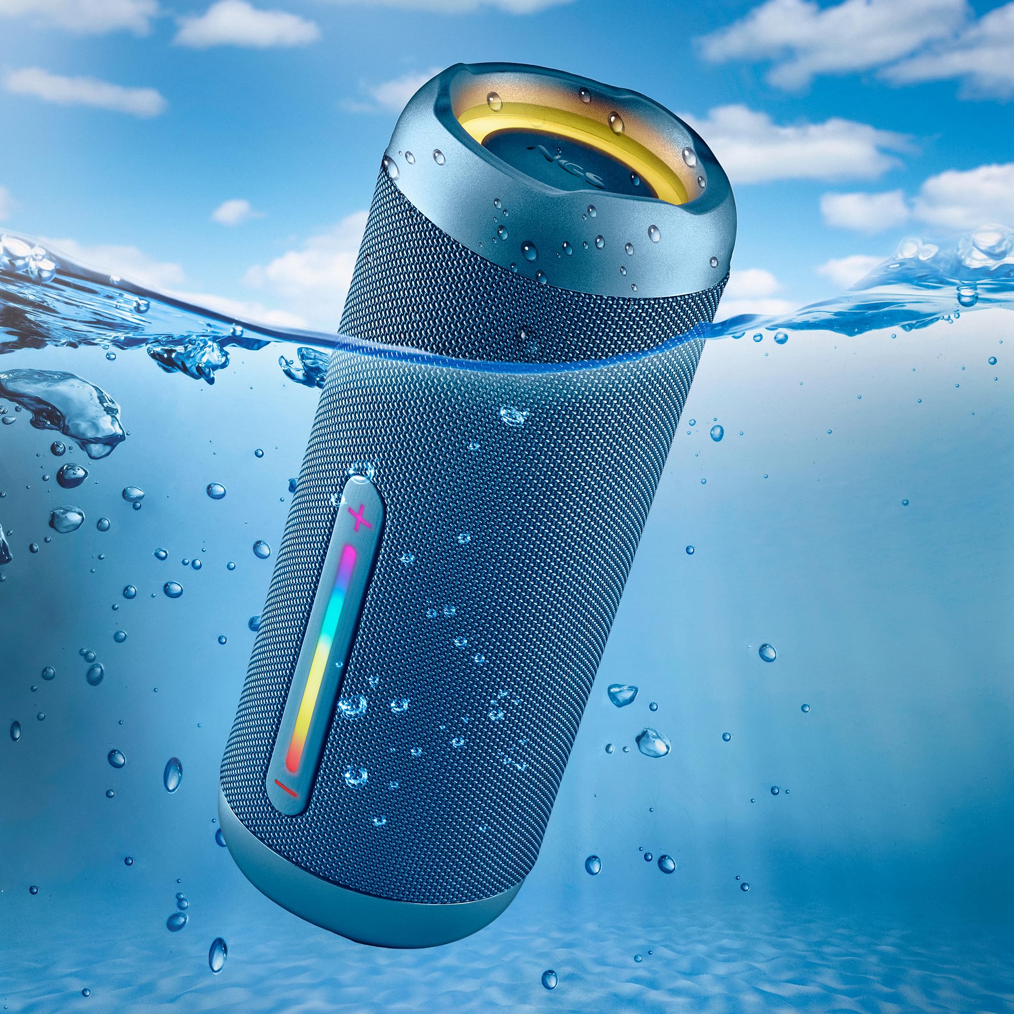 NGS Roller Furia 2 Blue – Altoparlante Bluetooth portatile 5.3, 30 W, impermeabile IPX7, luci RGB, True Wireless TWS, USB, batteria 9 ore, blu