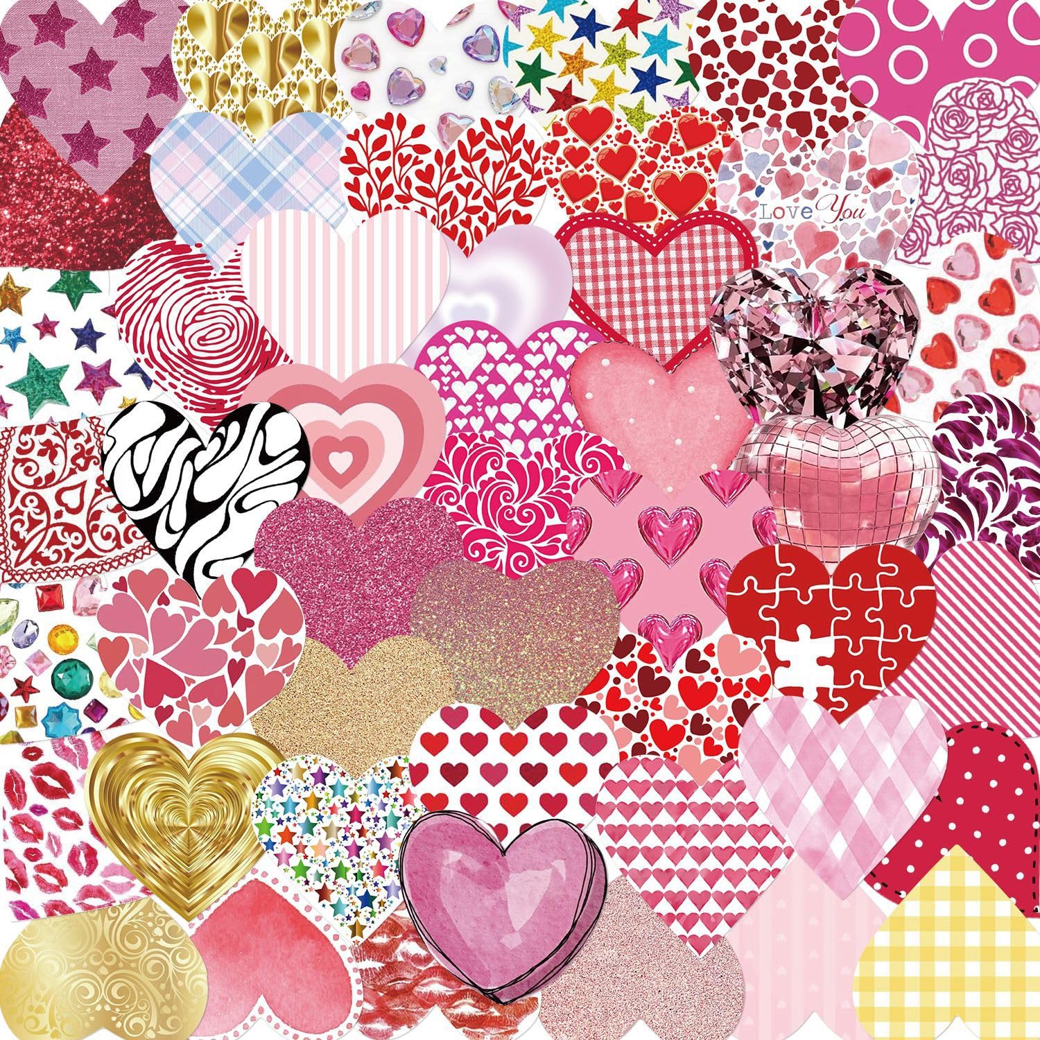 50 Pcs Pink Love Stickers for Kids Teens Adults Boys Girls Gift,Stickers Pack for Laptop,Skateboard,Luggage,Car,Bike