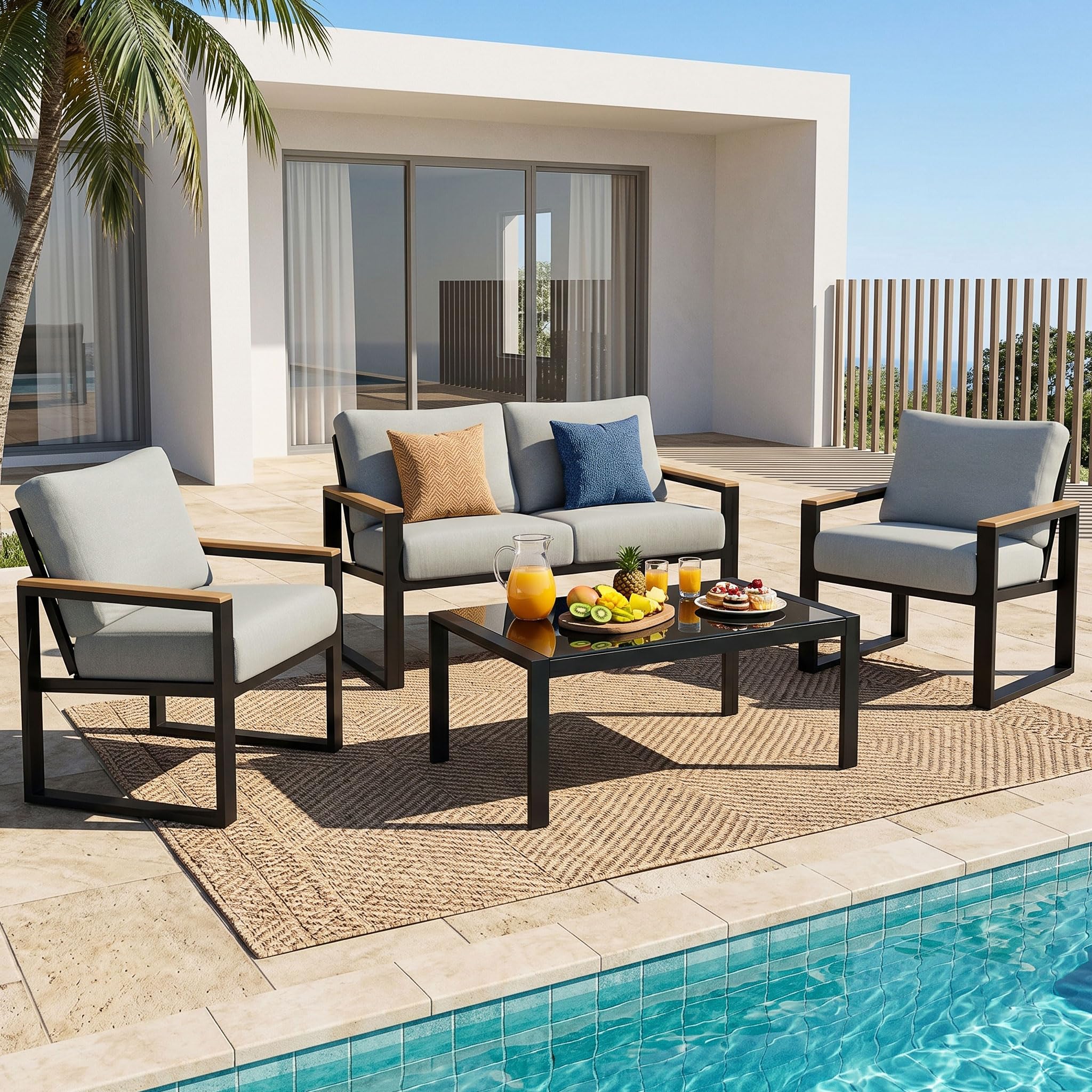 Amazon.com: NATURAL EXPRESSIONS 4 Pieces Patio Furniture Sets
