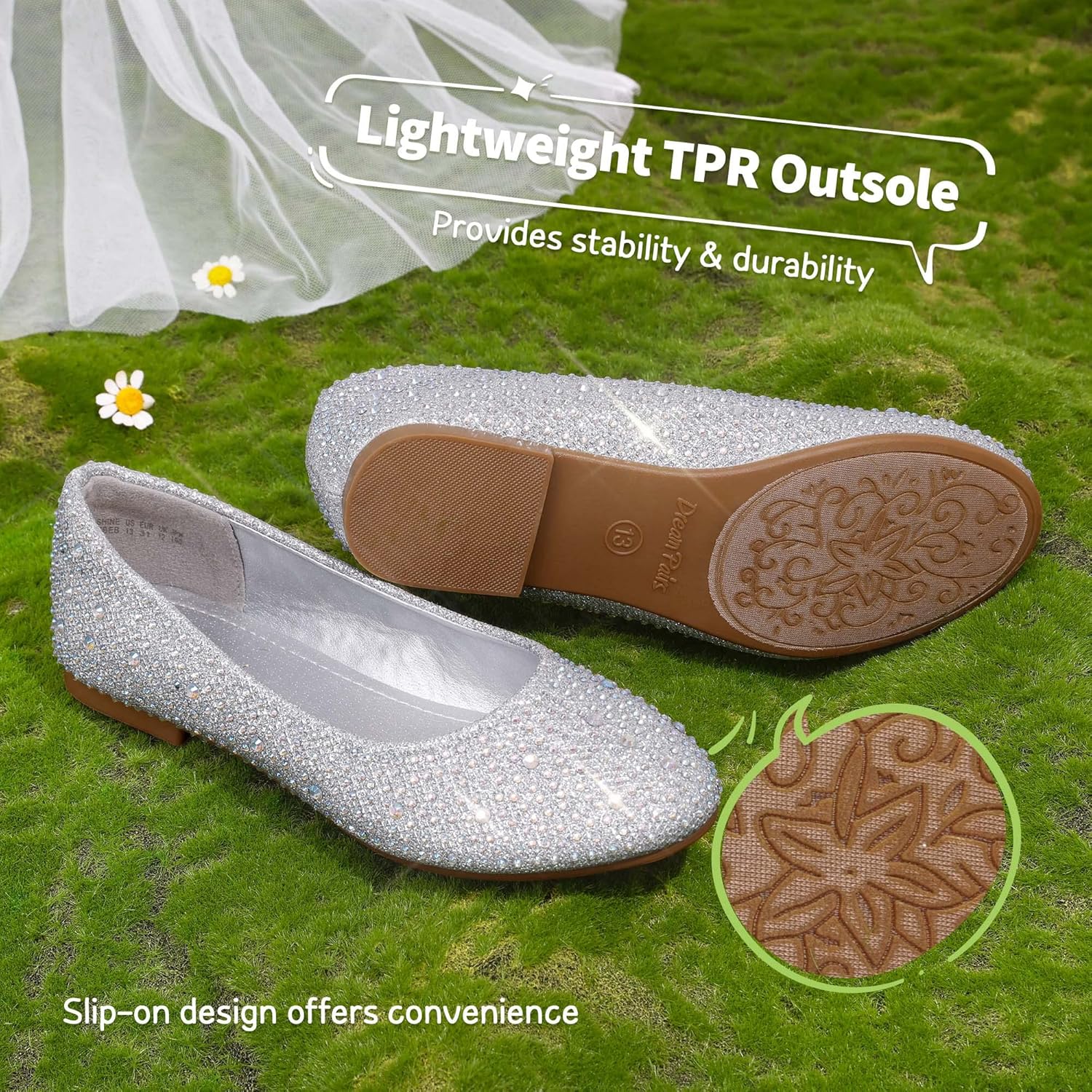 DREAM PAIRS Girls Dress Shoes Slip on Ballerina Flats for Wedding/Party - Image 4