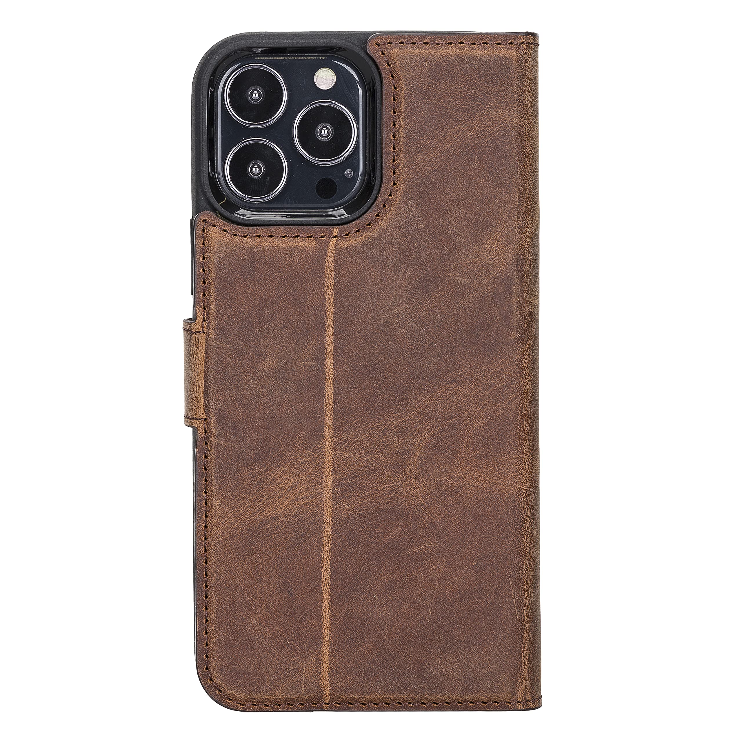 Solo Pelle Lederhülle kompatibel für iPhone 13 Pro Max in 6.7 Zoll abnehmbare Hülle (2in1) inkl. Kartenfächer für das original Apple iPhone 13 Pro Max (Vintage Braun)