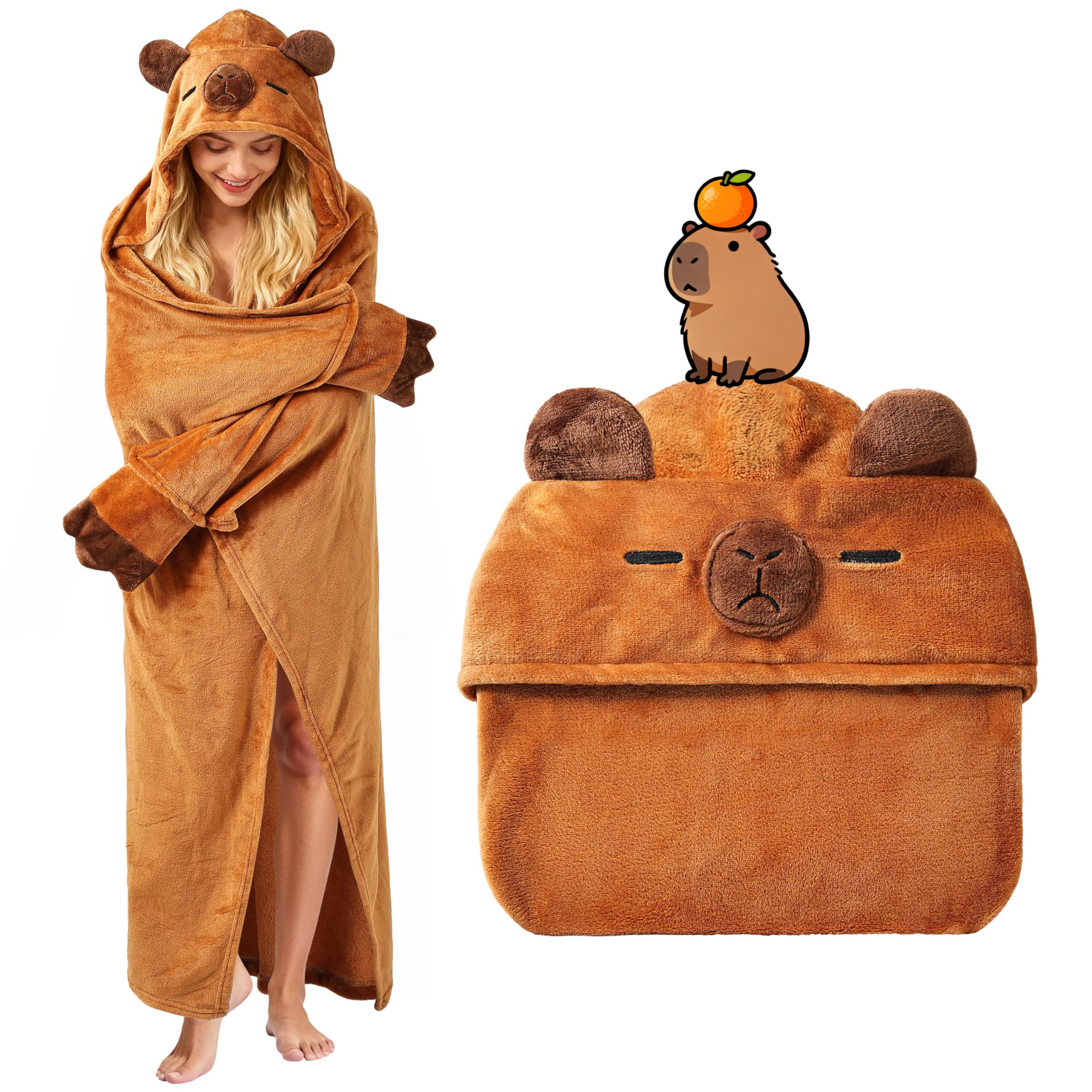 Moyel Capybara Gift for Women Cute Wearable Blanket Hoodie