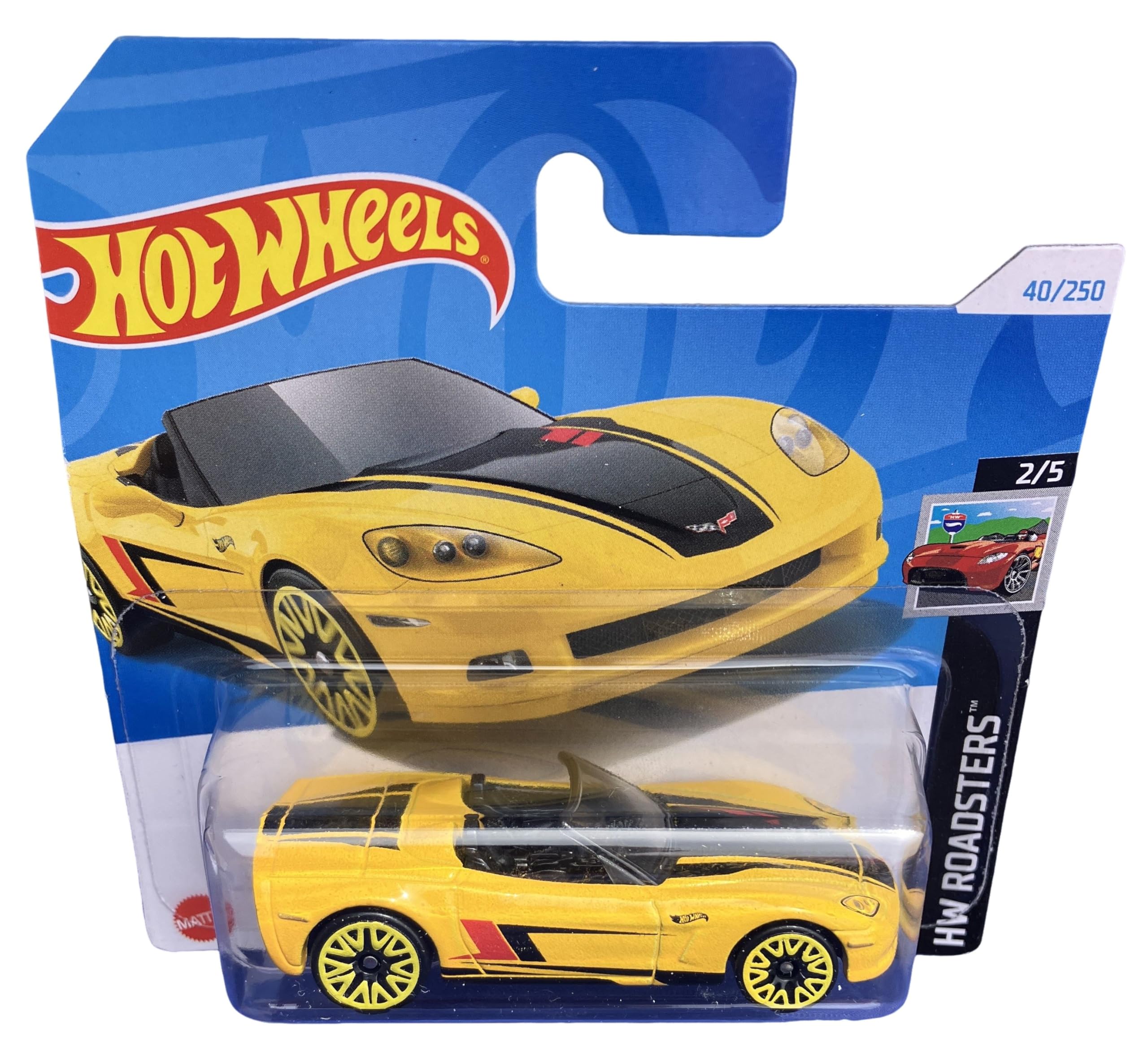 Hot Wheels - Corvette C6 - HW Roadsters 2/5 - HTD20 - Short Card - GM - Yellow - Mattel 2024 - 1:64 - Image 2