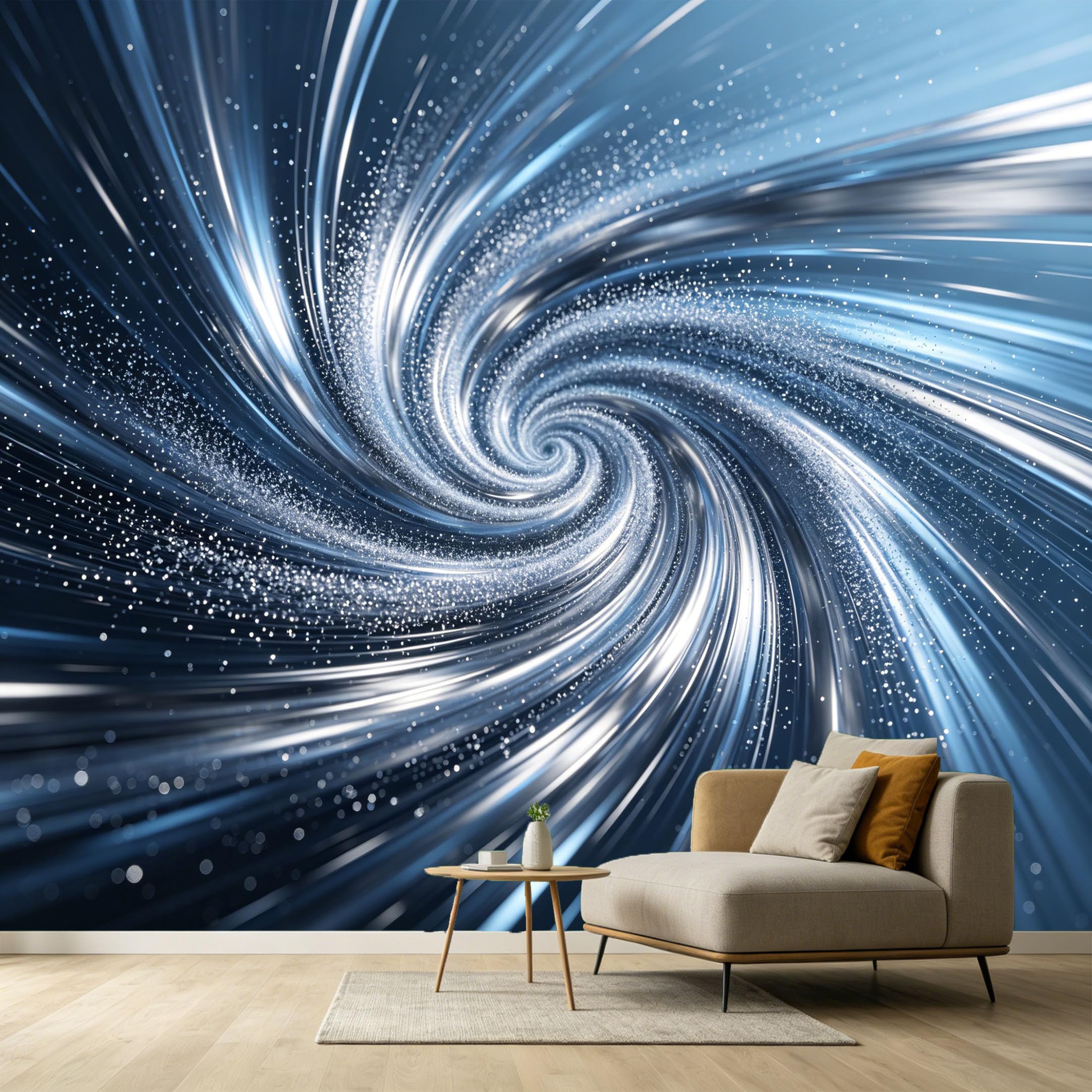 Custom Size Wall Murals Abstract Modern Geometric Blue Galaxy Swirl Vortex Stars SelfAdhesive Wall Fabric Removable Large Wallpaper for Photo Living Room