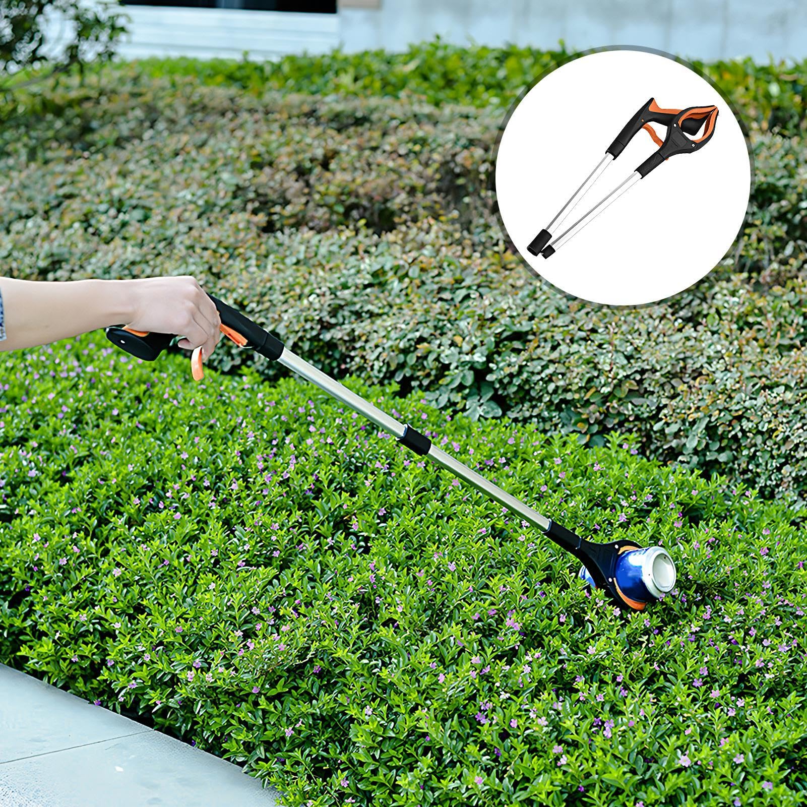 Reacher Grabber Pickup Tool, 33 inch Foldable Trash Picker, Lightweight Aluminum Grabber Stick with Silicone Grip for Seniors & Hard to Reach Areas, 32.68x3.94 inches