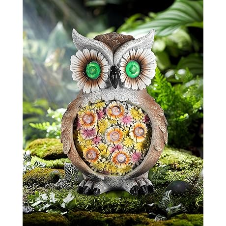 iStatue Magnificent Solar Hand-Painted Owl Figurine