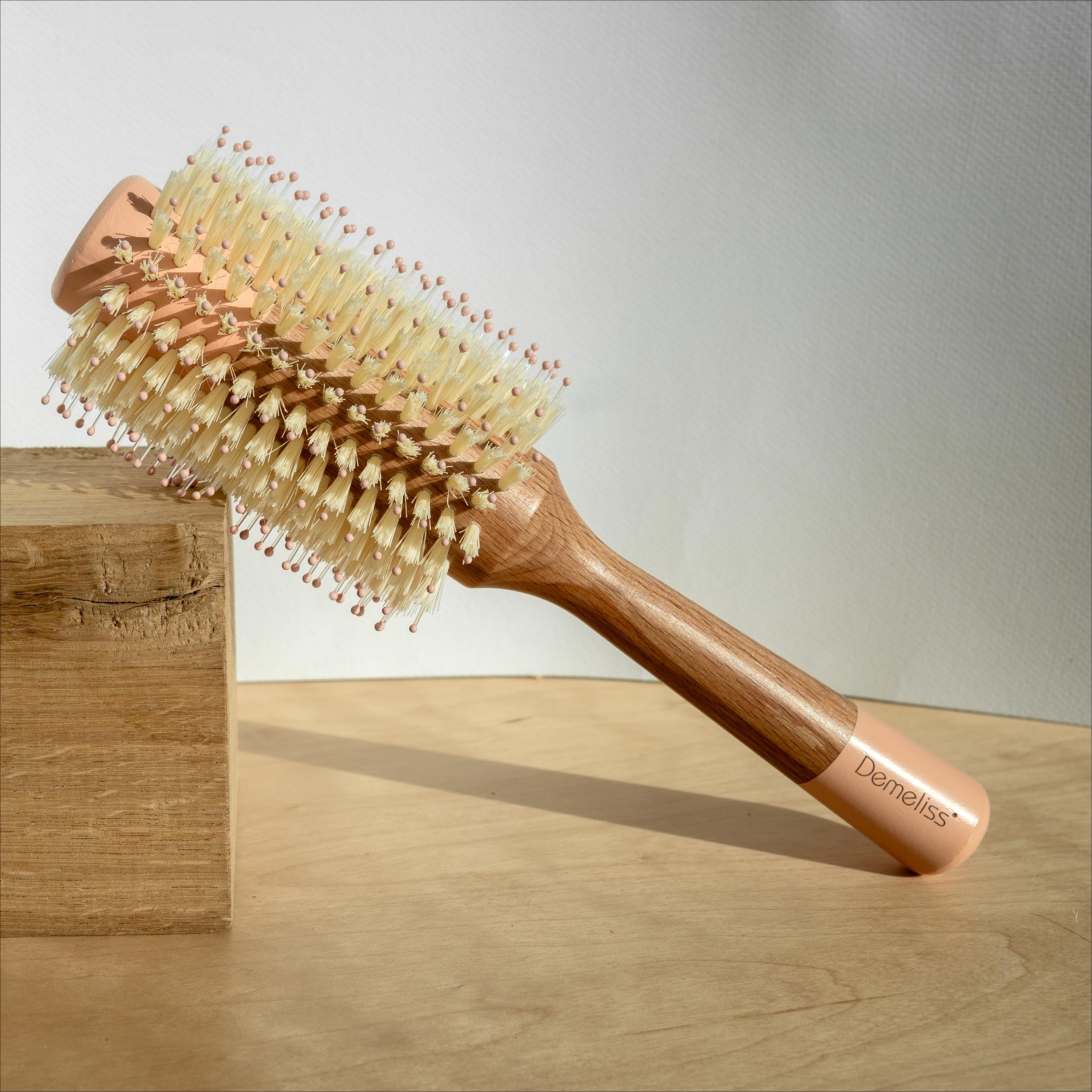 Demeliss Beauty - Hair Brush - Brushing - Wooden Brush - Diameter 32 mm - All Hair Types - Double Height Nylon Bristles - Image 2
