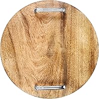 Vista 8 de Bandeja rústica para servir alimentos, bandeja de madera con asas, bandeja otomana de 13 pulgadas para sala de estar, desayuno, fiesta, mesa