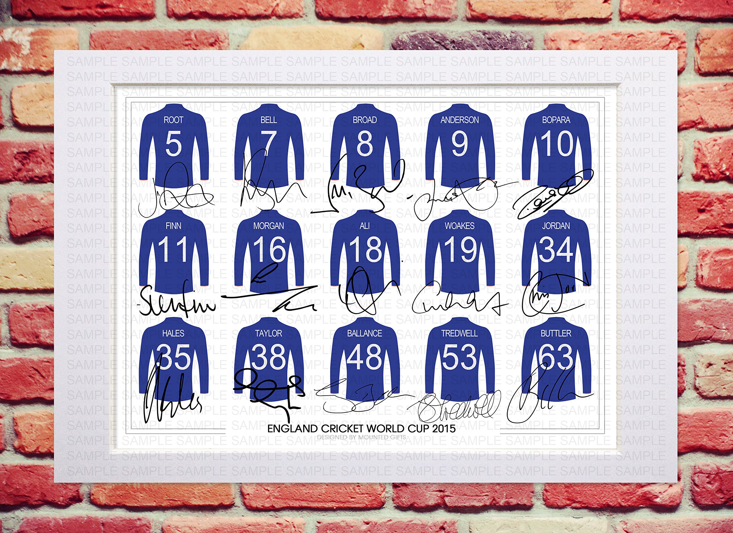 Www.mountedgifts.co.uk White Mounted England Cricket World Cup Team Squad 2015 Signed Autograph With Printed Autograph Photo Print Photograph Unique Design Art Artwork Picture Shirt Jersey Autographed Autografo Autograaf Autographe Autograf Signature Assinatura Firma Unterschrift Handtekening Dedicacer Autogramm Signeren Poster Gift Present Xmas Christmas Birthday Icc Moeen Ali, James Anderson, Gary Ballance, Ian Bell, Ravi Bopara, Stuart Broad, Jos Buttler, Steven Finn, Alex Hales, Chris Jordan, Eoin Morgan, Joe Root, Jame