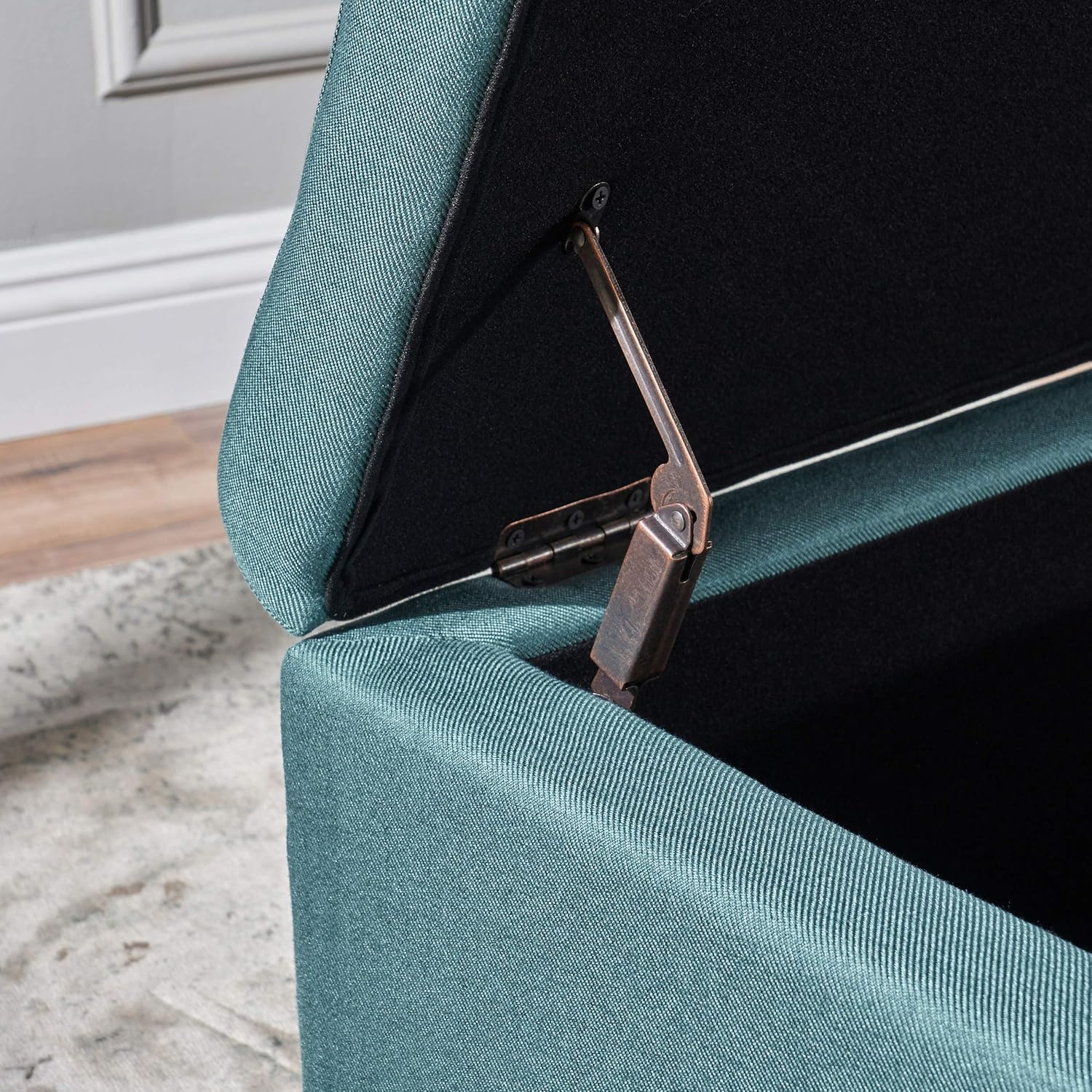 Christopher Knight Home Mission Fabric Storage Ottoman, Dark Teal: Furniture & Decor