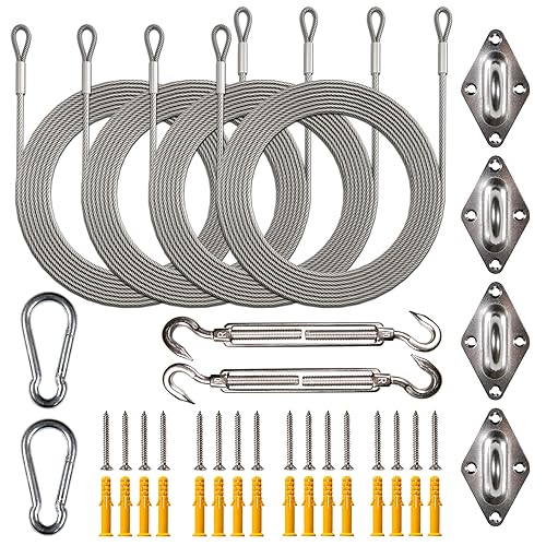 Amgo Hardware Kit Set for Rectangle/Square Sun Shade Sails Canopy,