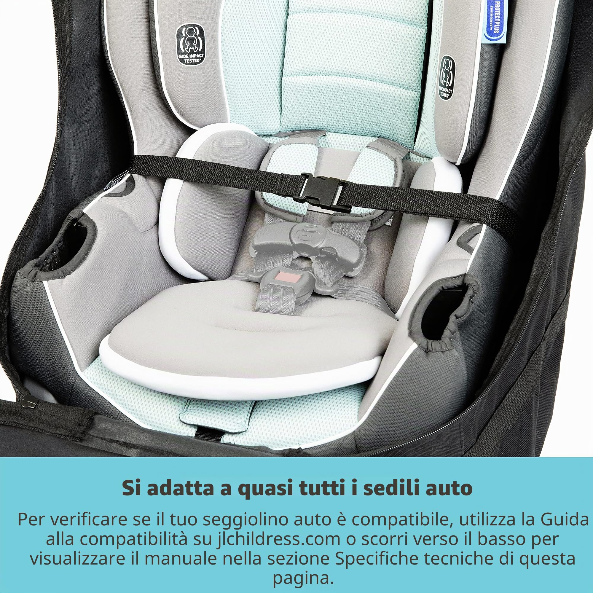 JL Childress Borsa da Viaggio per Seggiolino Auto con Ruote, colore: Nero