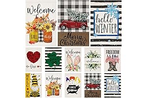 10 Pack Seasonal Outdoor Flags 28x40 | Double-Sided Burlap Welcome House Flags...