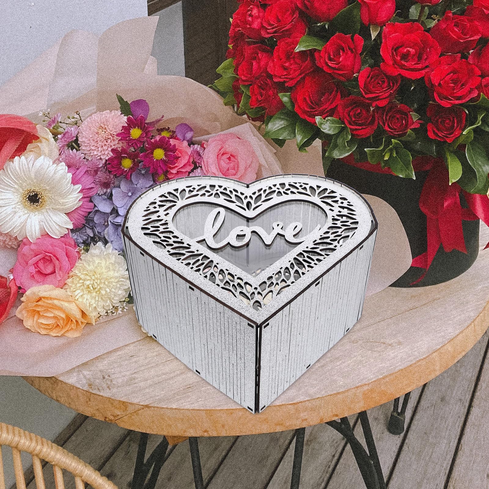 HANABASS Herzförmige Hochzeitsbox mit Großer Kapazität zum Sammeln von Glückwunschkarten Rustikal und Elegant für Hochzeitsfeier Dekoration