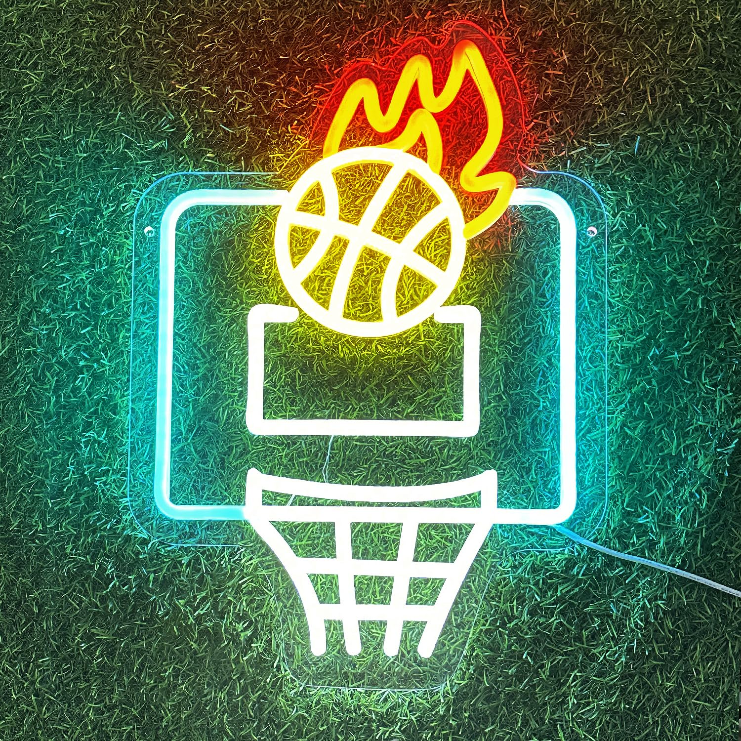 Letrero de neón de baloncesto, letreros de neón LED regulables para decoración de pared, letrero de neón LED deportivo alimentado por USB, letreros de neón de baloncesto para decoración de