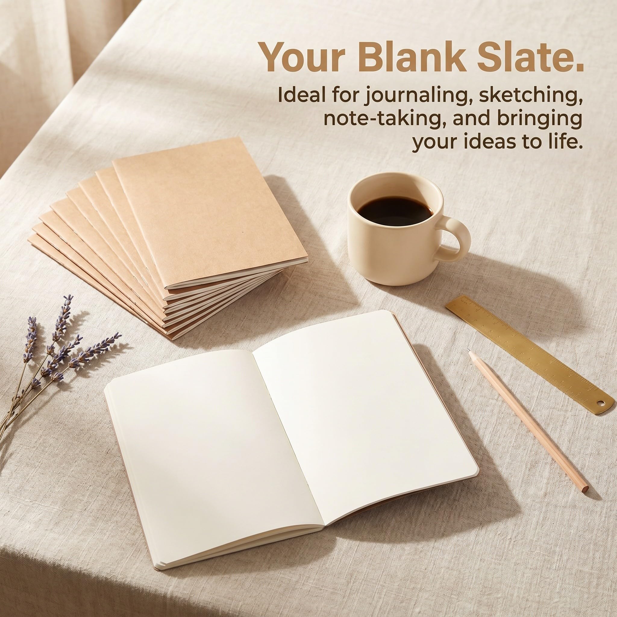 SHERCHPRY 20 Unidades Cuaderno de Papel Kraft Versátil para Dibujo y Escritura 20 Hojas en Blanco sin Líneas Adecuado para Estudiantes y Entusiastas del Journaling en Oficina o Viaje