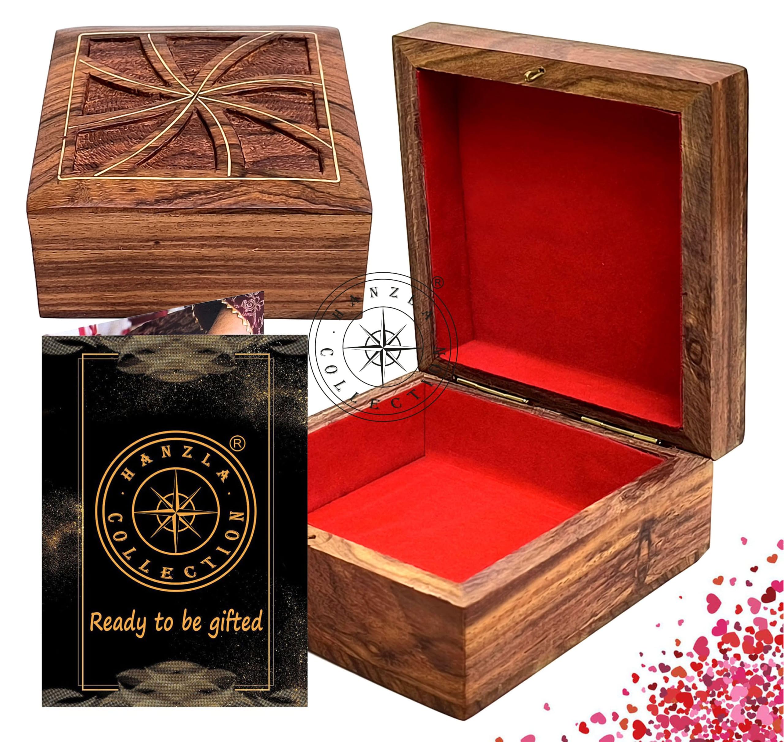 Boîte de rangement bois de rose précieux déco maison bijoux 10cm