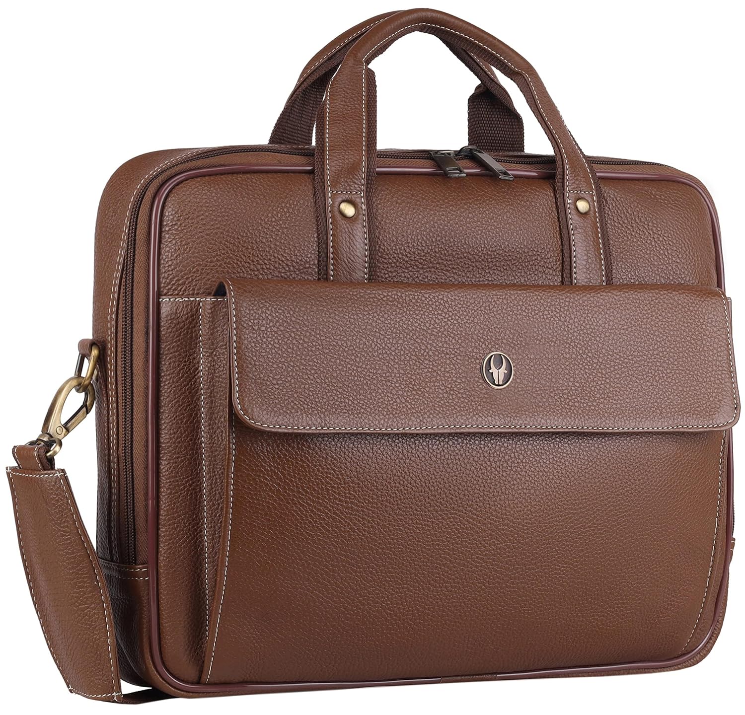 WildHorn Leather 15 inch Laptop Messenger Bag for Men I Adjustable Strap I Front Pocket I 2 Carry