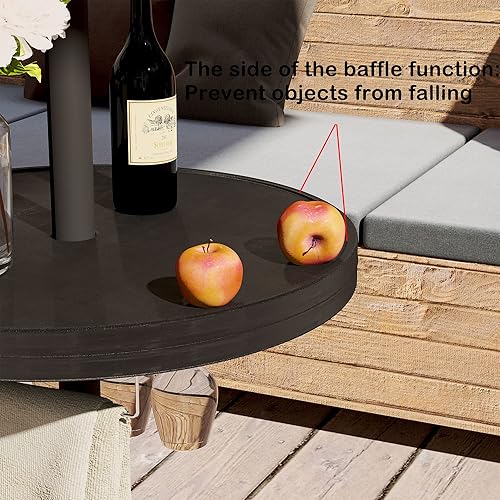 Miniatura 5 de Sundale Outdoor Mesa de sombrilla ajustable, bandeja redonda portátil de 23 pulgadas para sombrilla de 1.5 pies, contiene accesorios para colgar