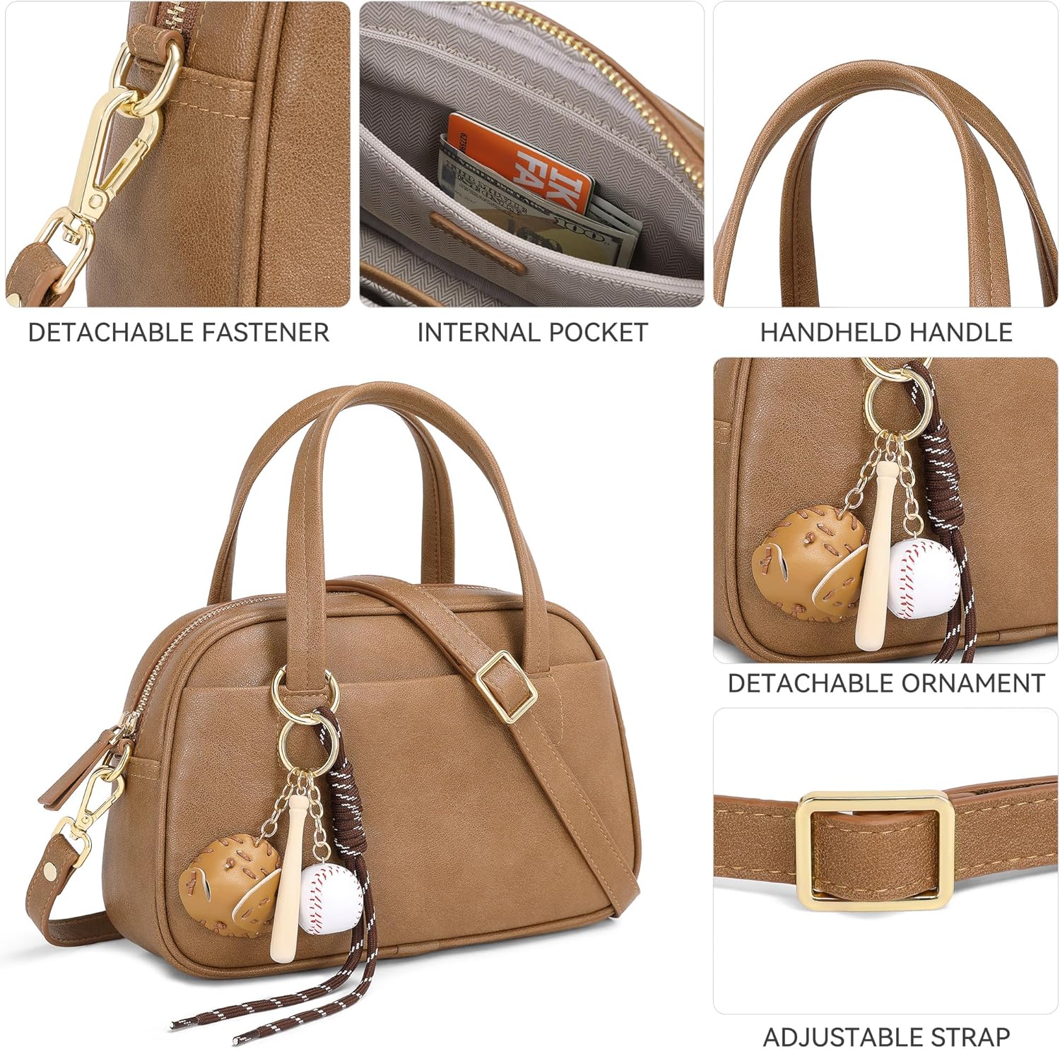 nuoku Women's Crossbody Bag - Small Purses for Women Fashion Handbags, Lightweight Crossbody Bags for Daily/Baseball