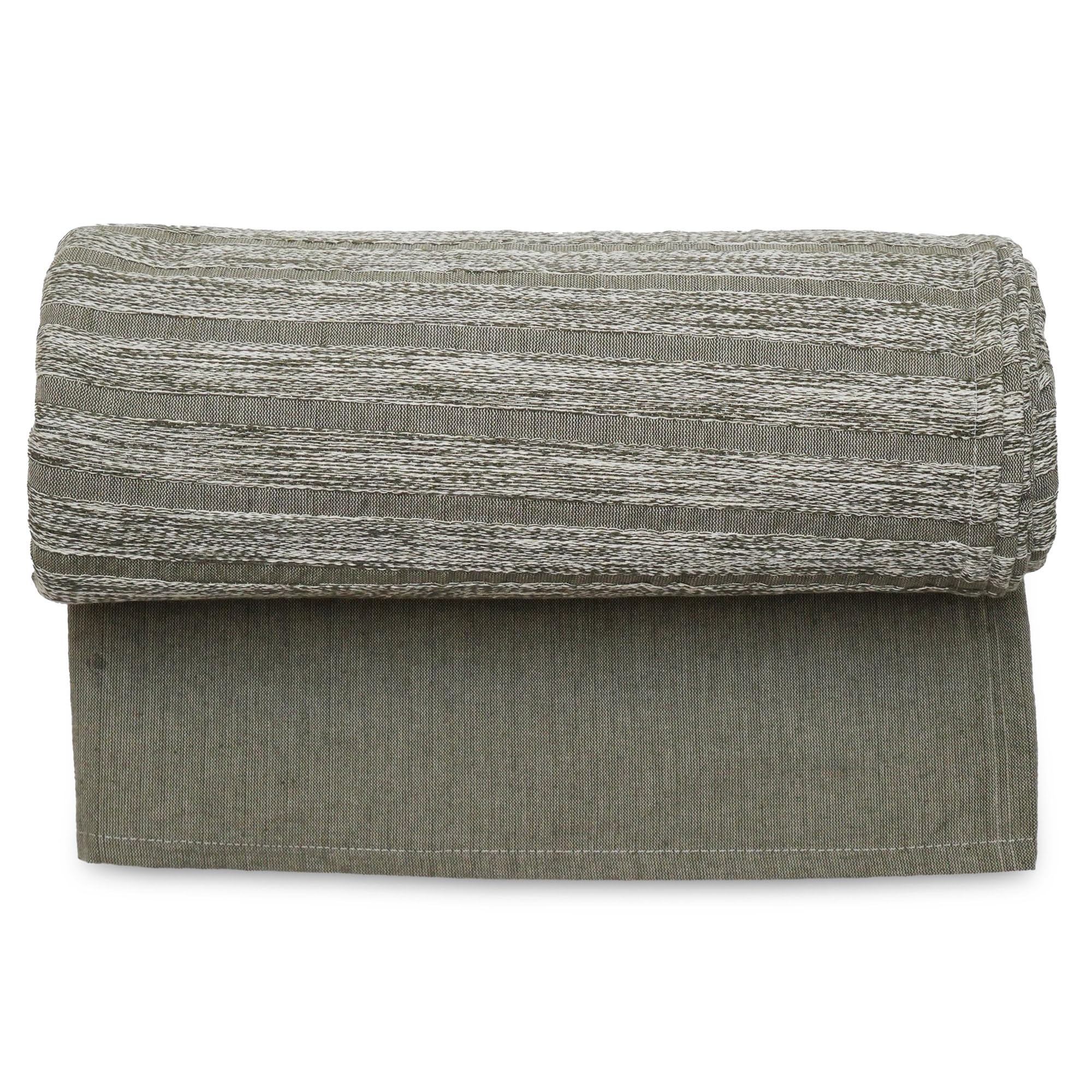 Dessus de lit de luxe SILOE en coton lourd fil teint vert kaki