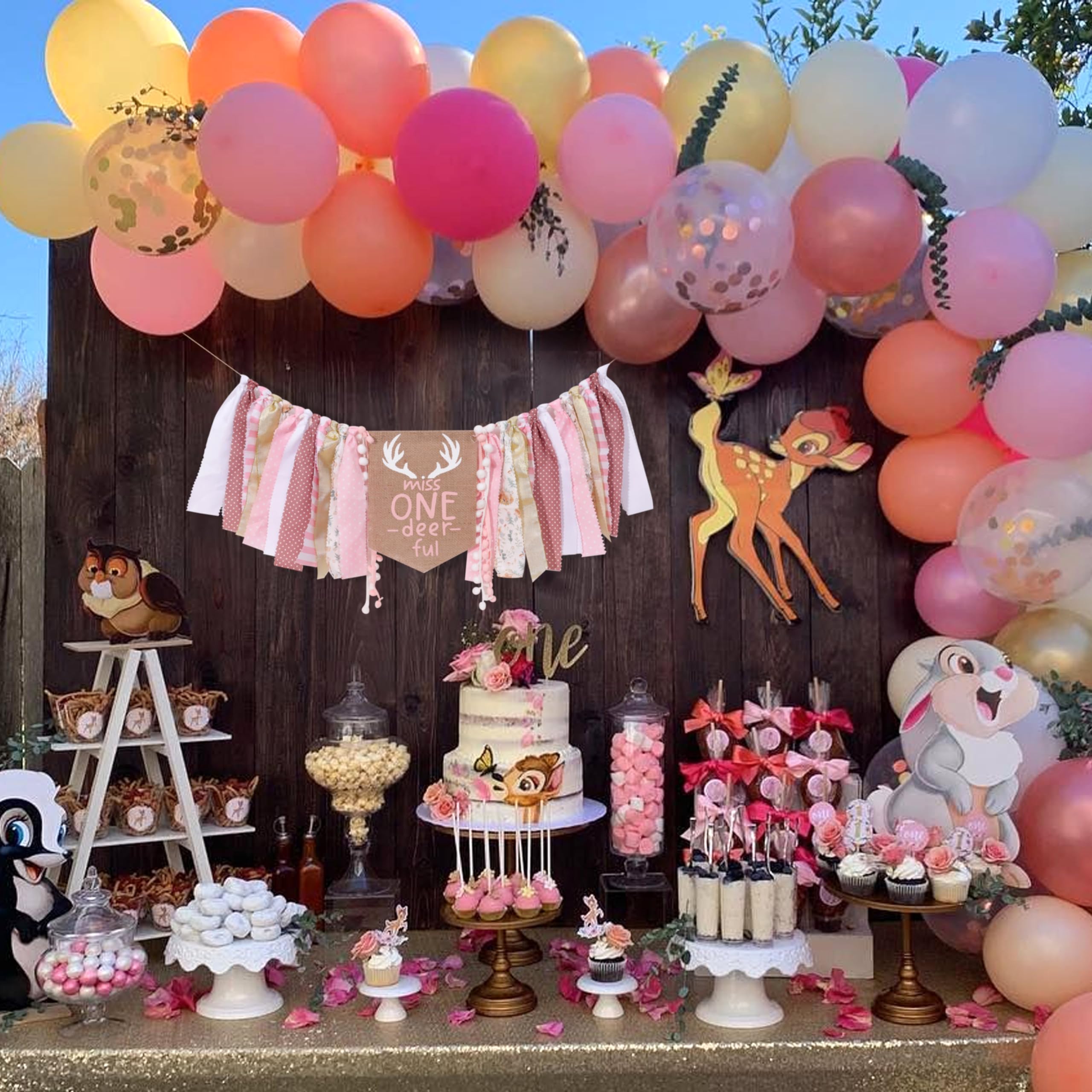 Geburtstagsbanner 'Isn't She Onederful' Mit Hirsch-Motiv – Dekoration Für 1. Geburtstag Mädchen